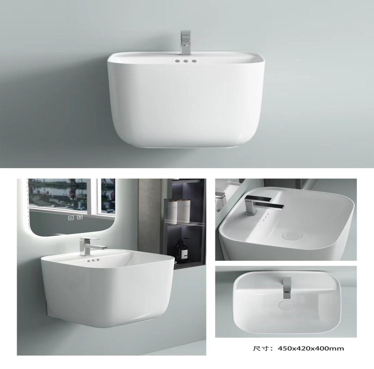 Wall hung basin, WALBA washbasin, modern bathroom fixtures, compact washbasin, ceramic wall mount basin, B 172 basin.