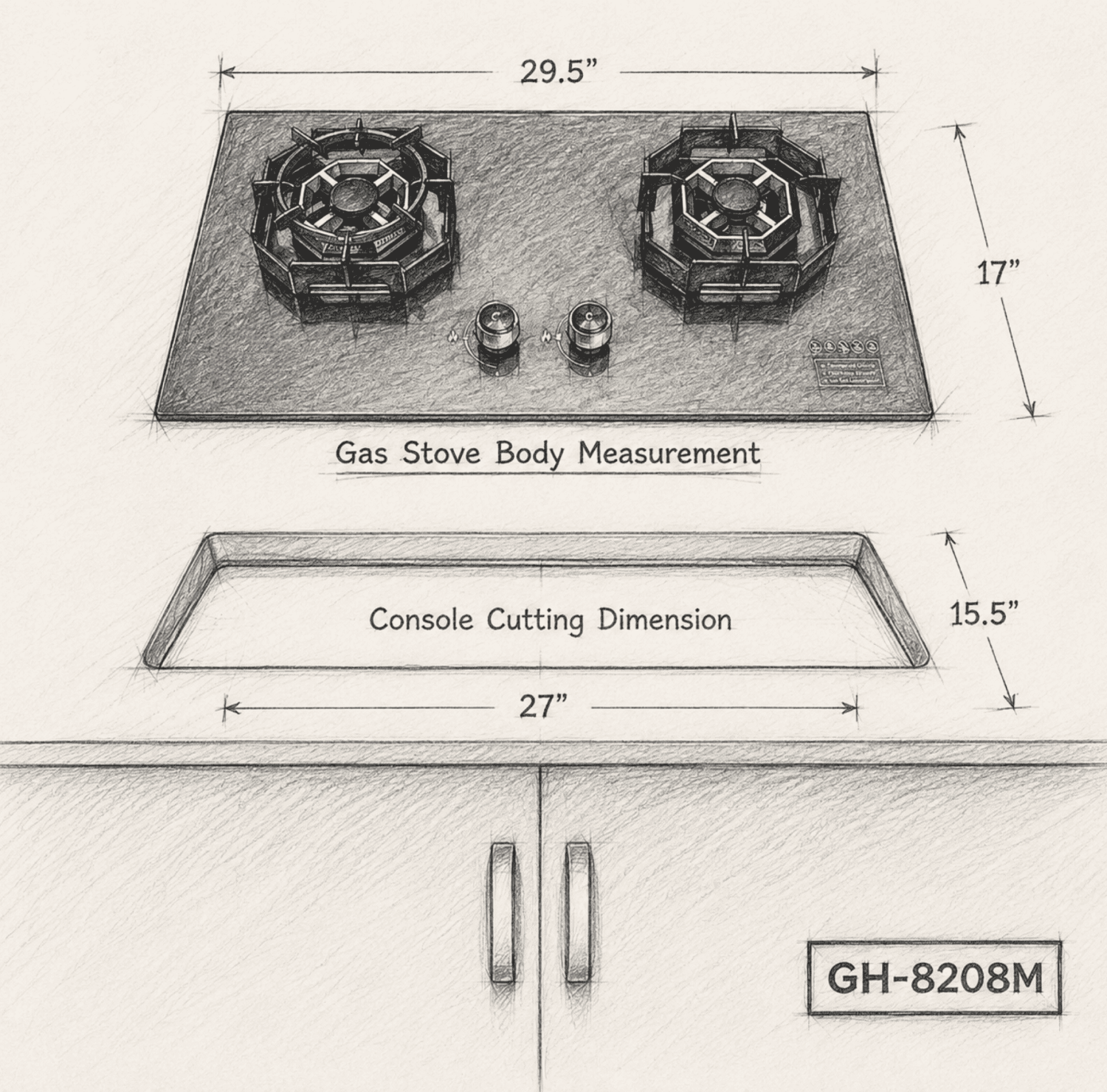Gazi gas stove, GH-8208M, double burner gas stove, built-in gas hob, tempered glass gas stove, kitchen appliances, Gazi kitchenware, energy-efficient gas stove, gas cooker.