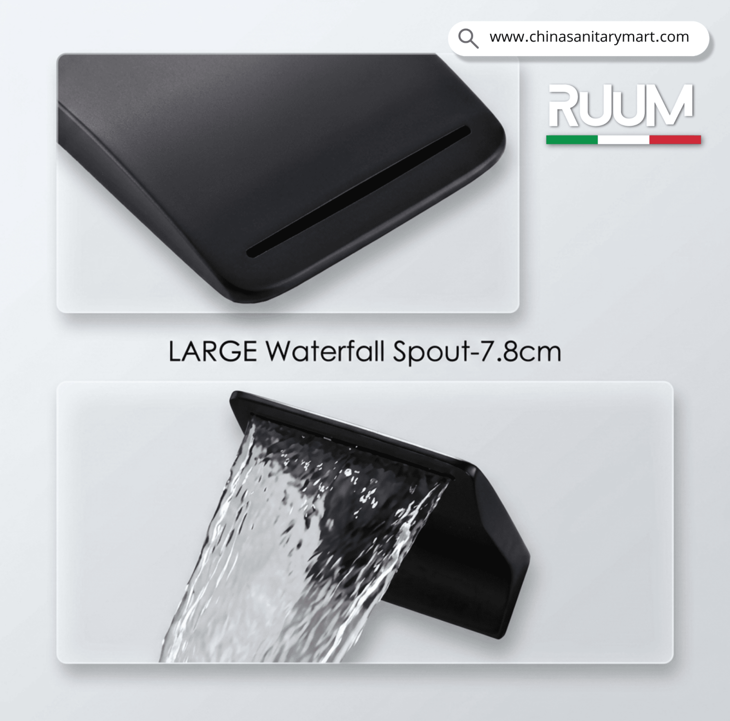wall mount basin mixer, matte black basin mixer, basin mixer tap, black bathroom faucet, waterfall basin mixer, wall mixer tap, modern bathroom accessories, premium basin mixer, basin tap Bangladesh, China Sanitary Mart, ruum