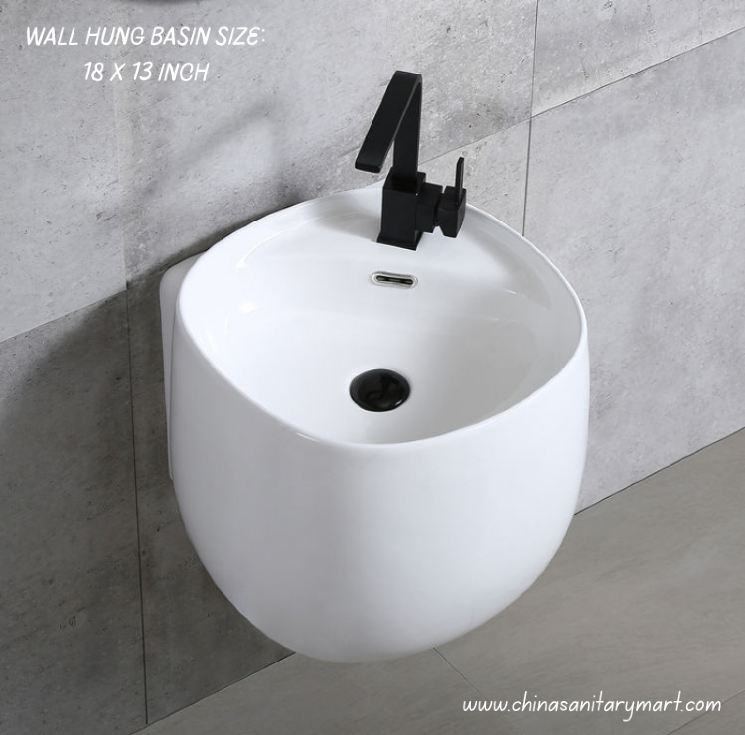"Wall Hung Basin, 18x13 Wash Basin
