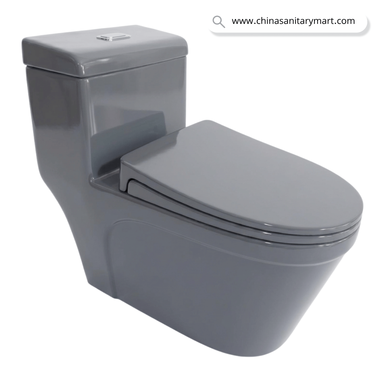 413-Go commode, Ornt Grey commode, grey toilet bowl, one-piece commode, luxury grey sanitary ware, gold accent toilet, modern floor standing toilet, China Sanitary Mart, premium bathroom fittings, one-piece water closet