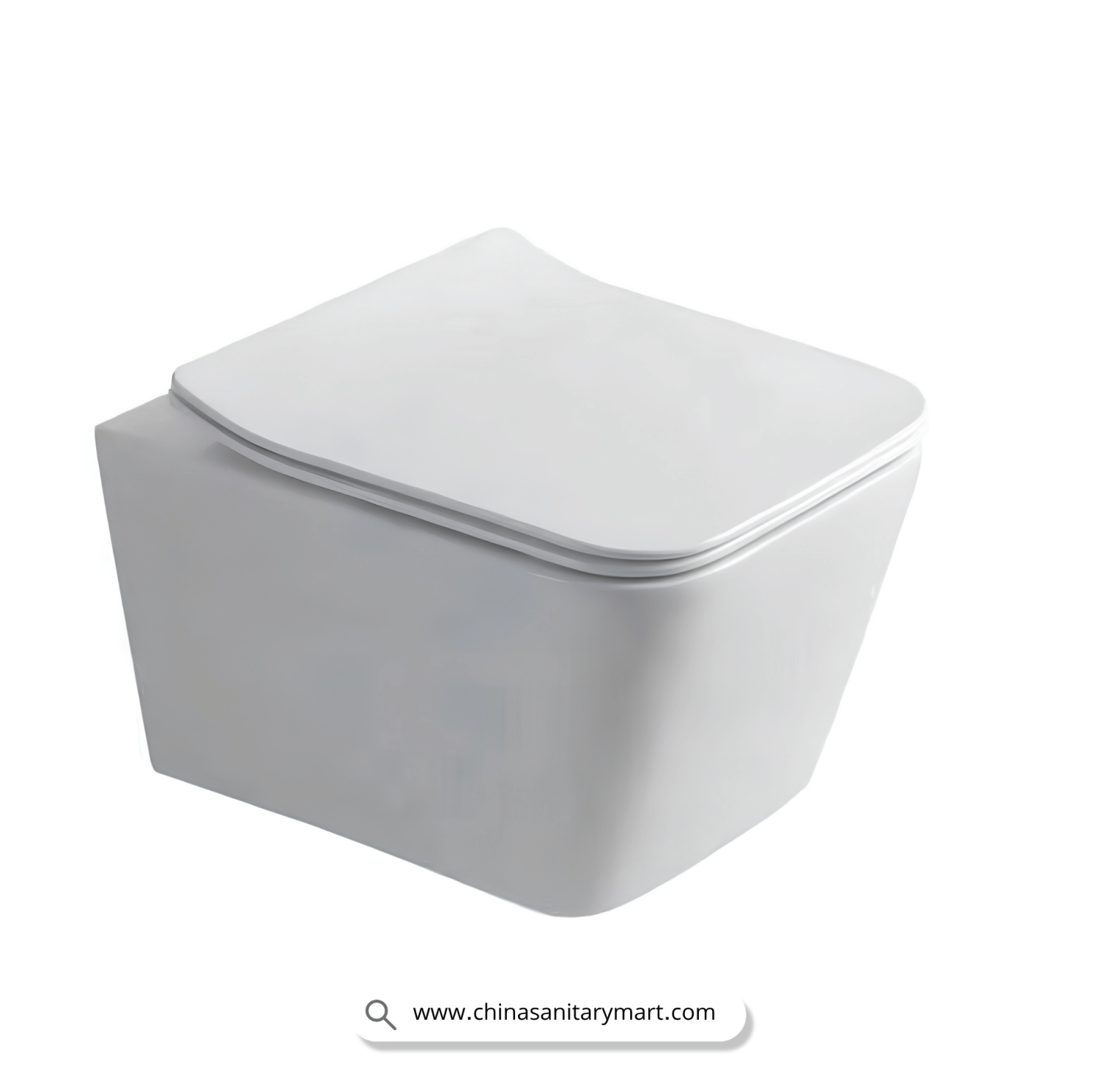 Italian Standard T103 SQ, white wall hung toilet, square toilet bowl, square wall mounted commode, luxury sanitary ware, premium ceramic toilet, China Sanitary Mart, space saving commode, modern bathroom fittings