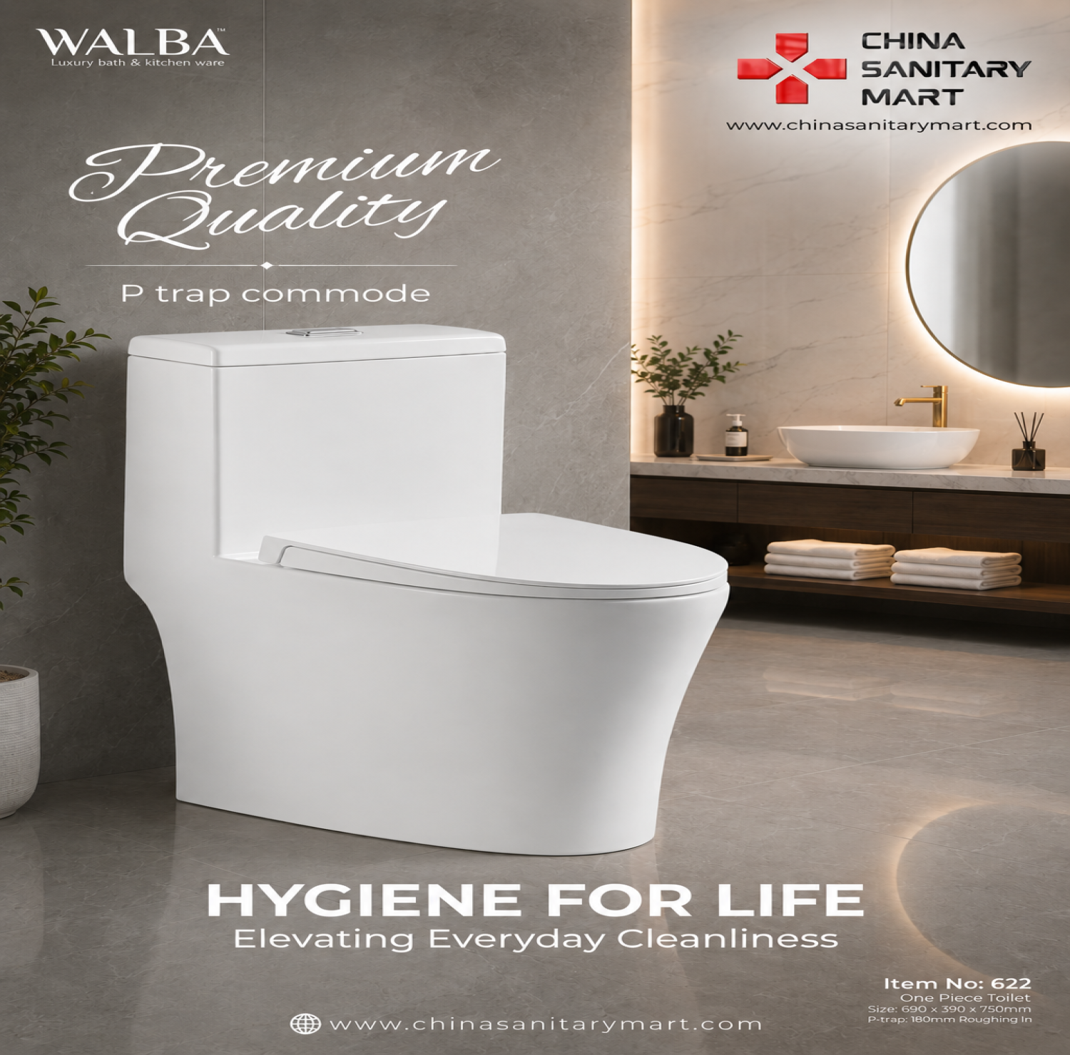 p trap commode, ptrap, wall commode.
