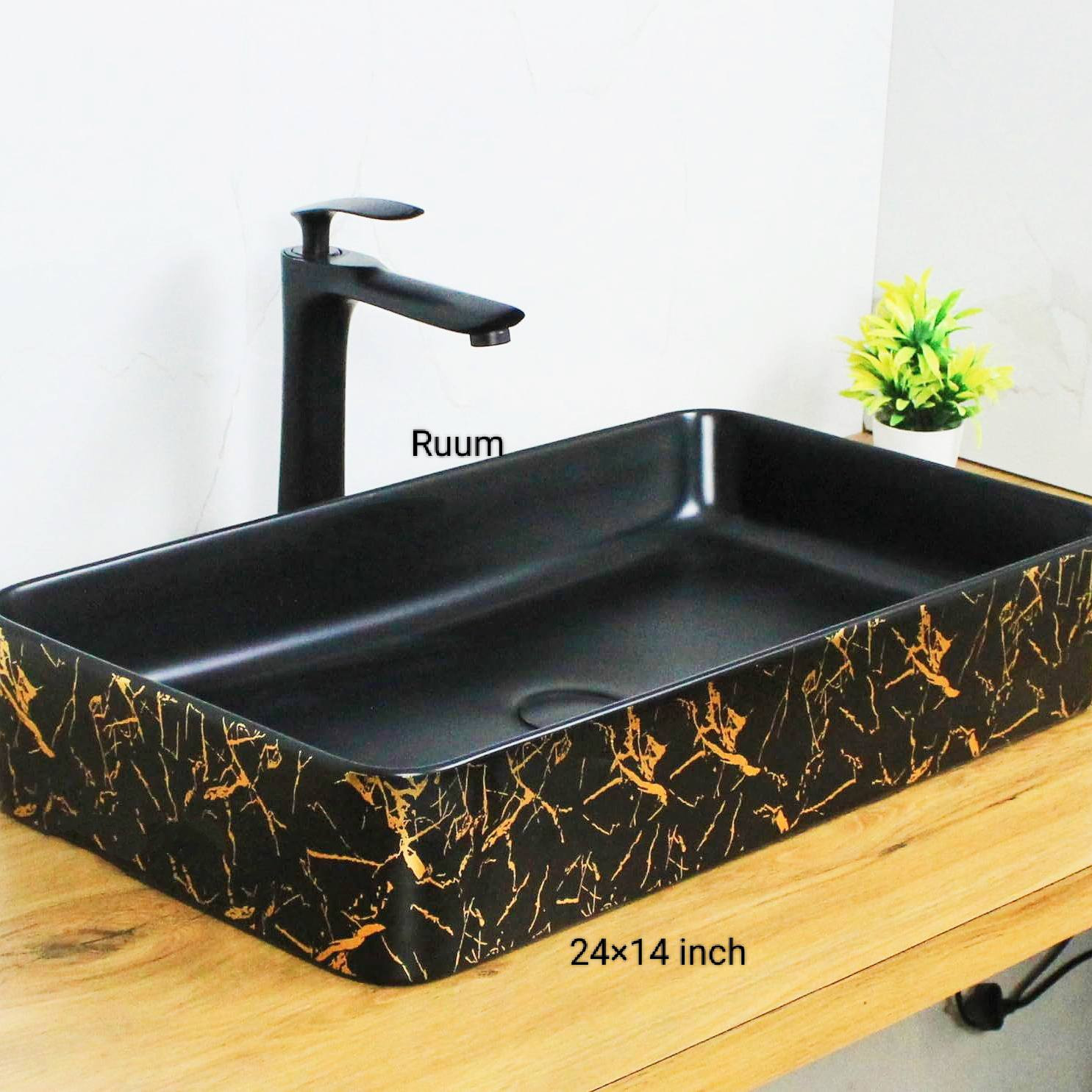Table top basin Black Golden 24*14 inch