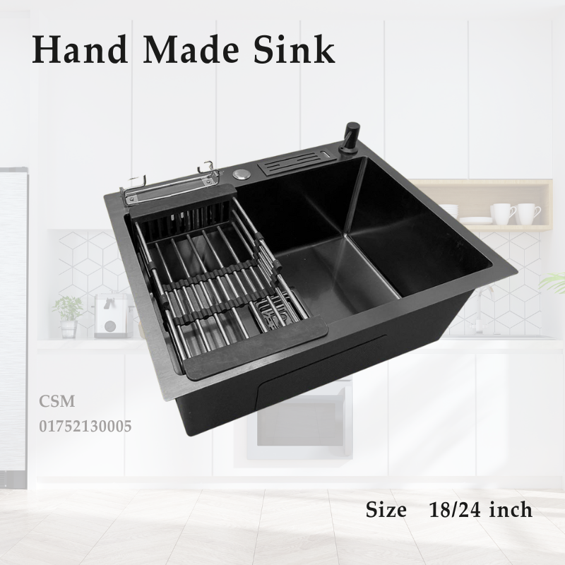 Sink SINGLE BOWL BLACK 24"x18"x9"