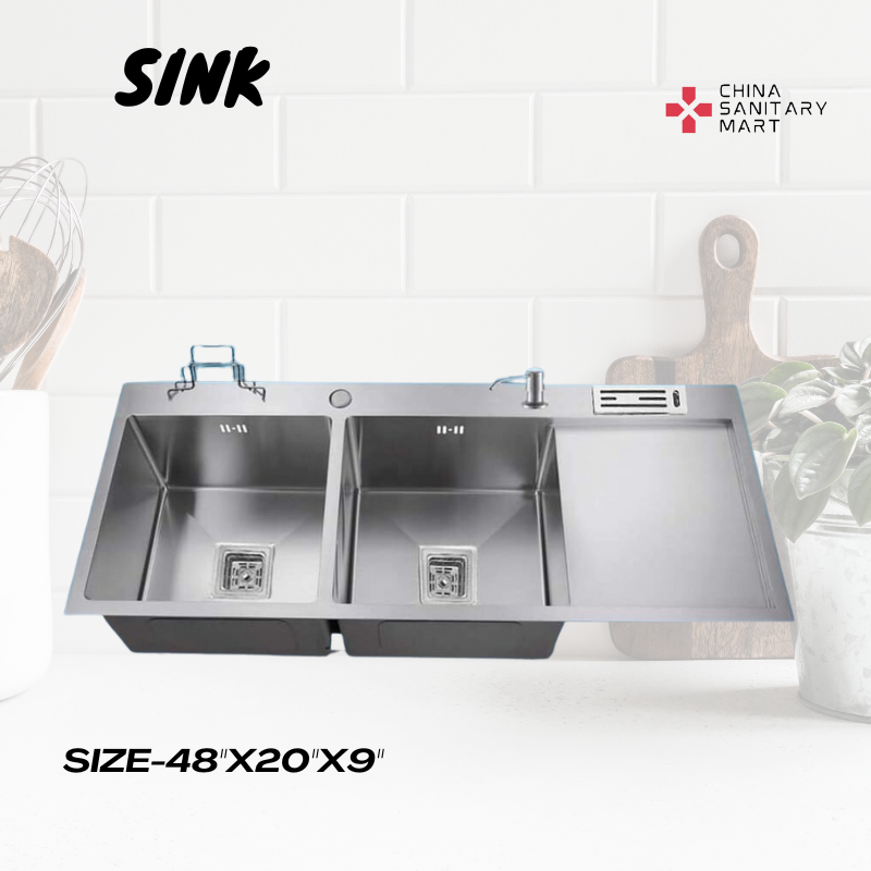 KITCHEN  SINK DOUBLE BOWL SINGLE TRAY 48"X18"X9'' INCH