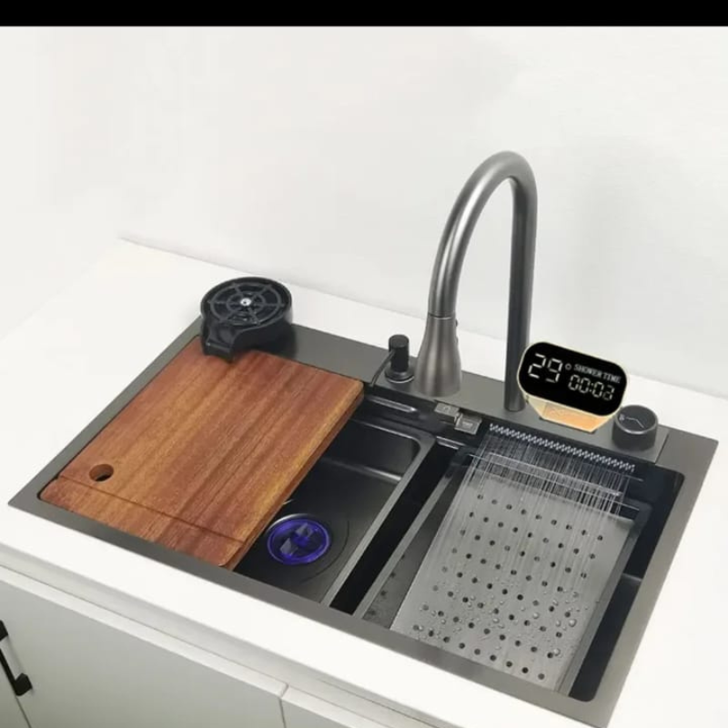 Sink kitchen single bowl 2 key PIANO BLACK 30"x18"x9"