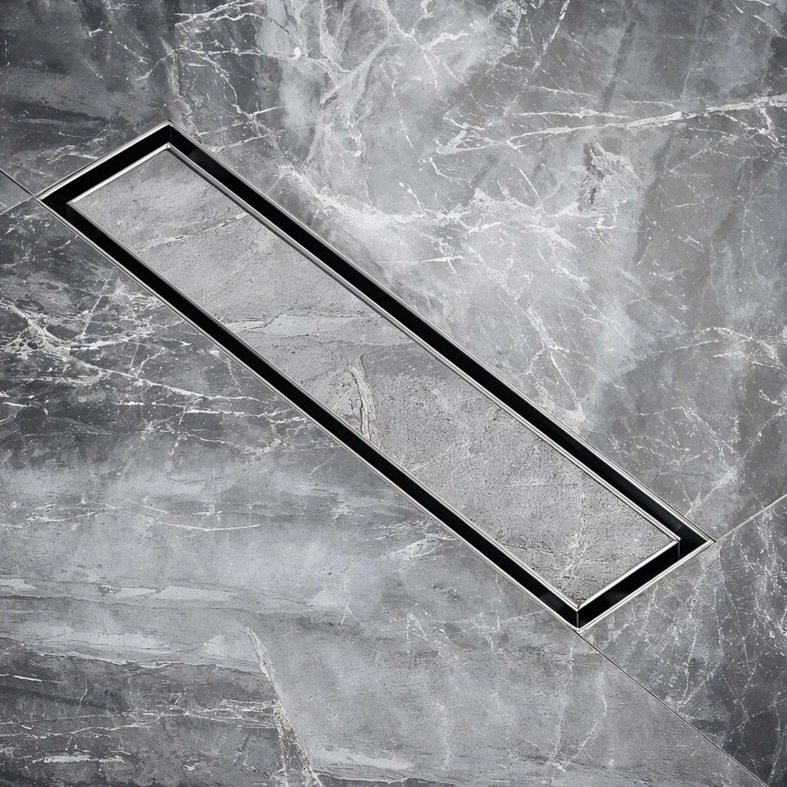 RUUM Tile Insert Invisible Floor Drain 12/3.5 inch SS Matte (Side Hole)