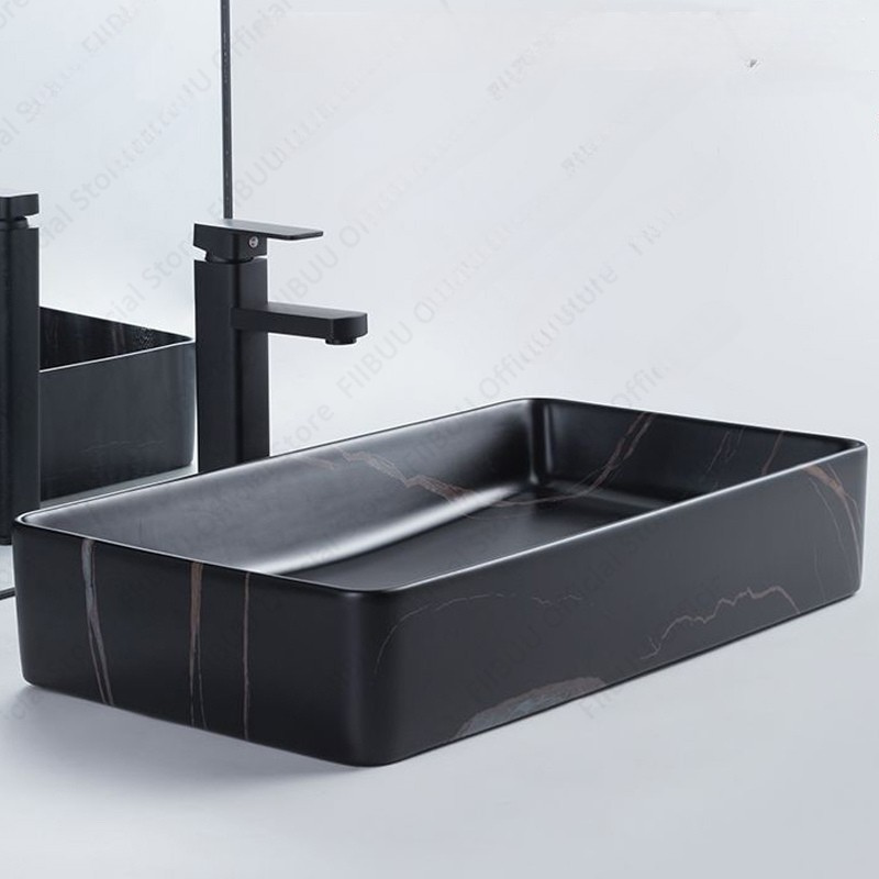 TOP BASIN ART COUNTER - Black Matte Marble 8460A-M1 (24/14 inch)