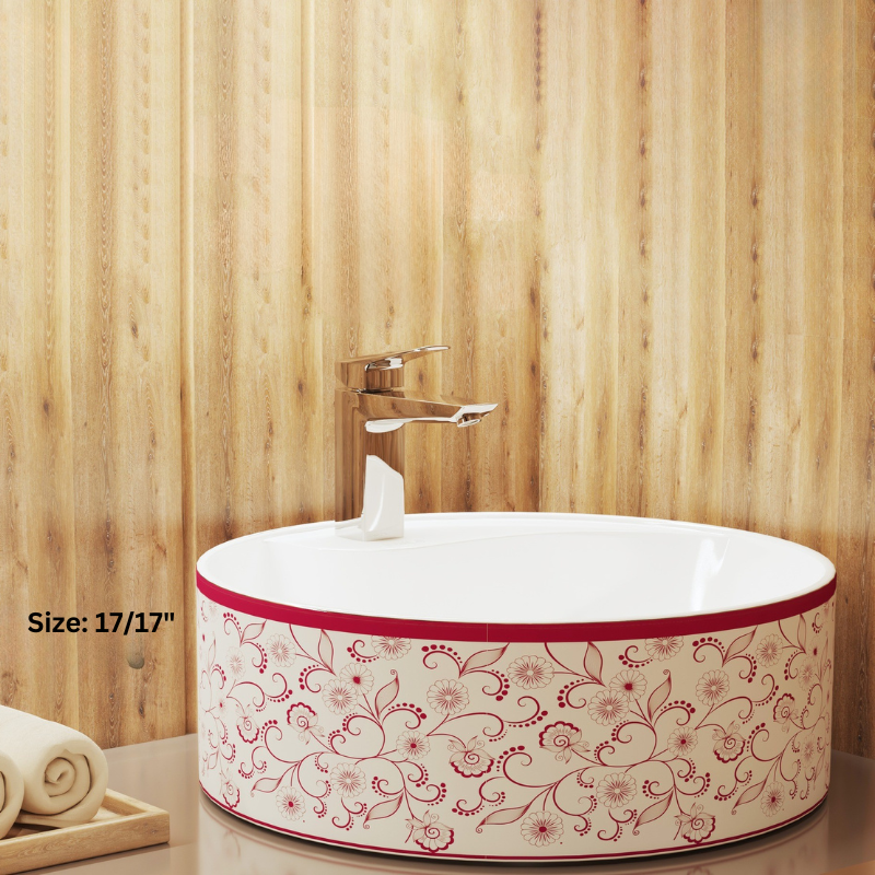 ART COUNTER TOP BASIN- CATANIA Pink 17/17 inch