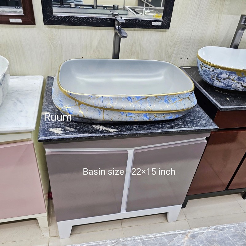top basin grey golden blue 22/15 inch