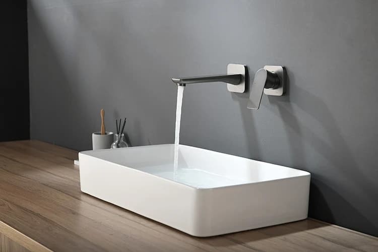 Wall Mount Basin Concealed Mixer - Gun Grey