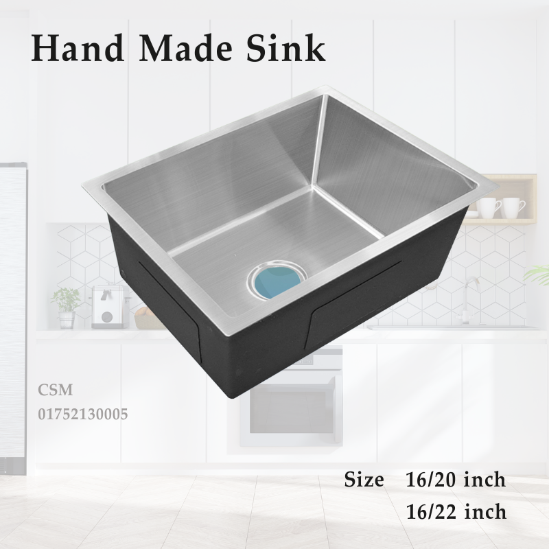 Sink kitchen HANDMADE SINGLE BOWL MATTE  20"x16"x9" INCH