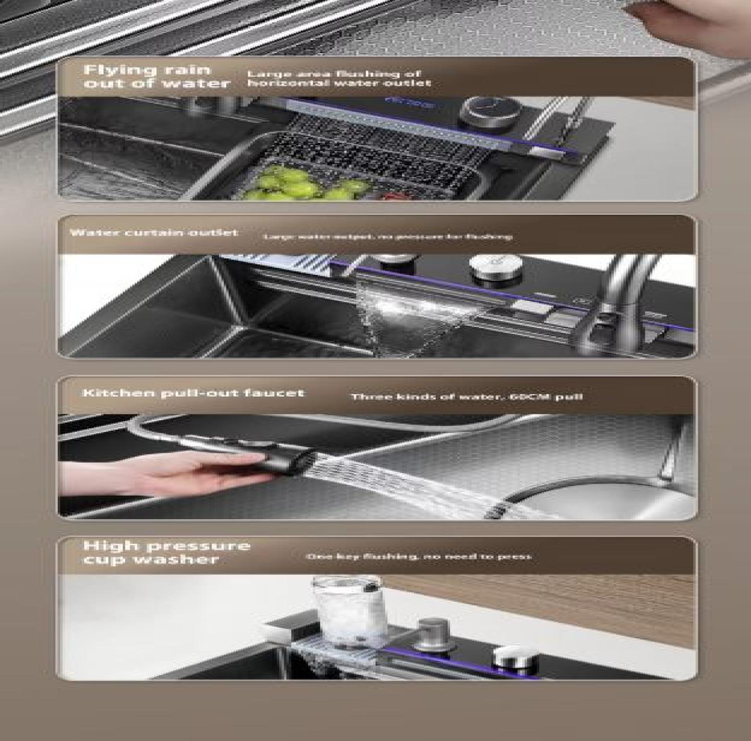 sink,kitchensink,blacksink,sinkcombo,30inchsink,handmadesink,MultifunctionalSmartKitchenSink