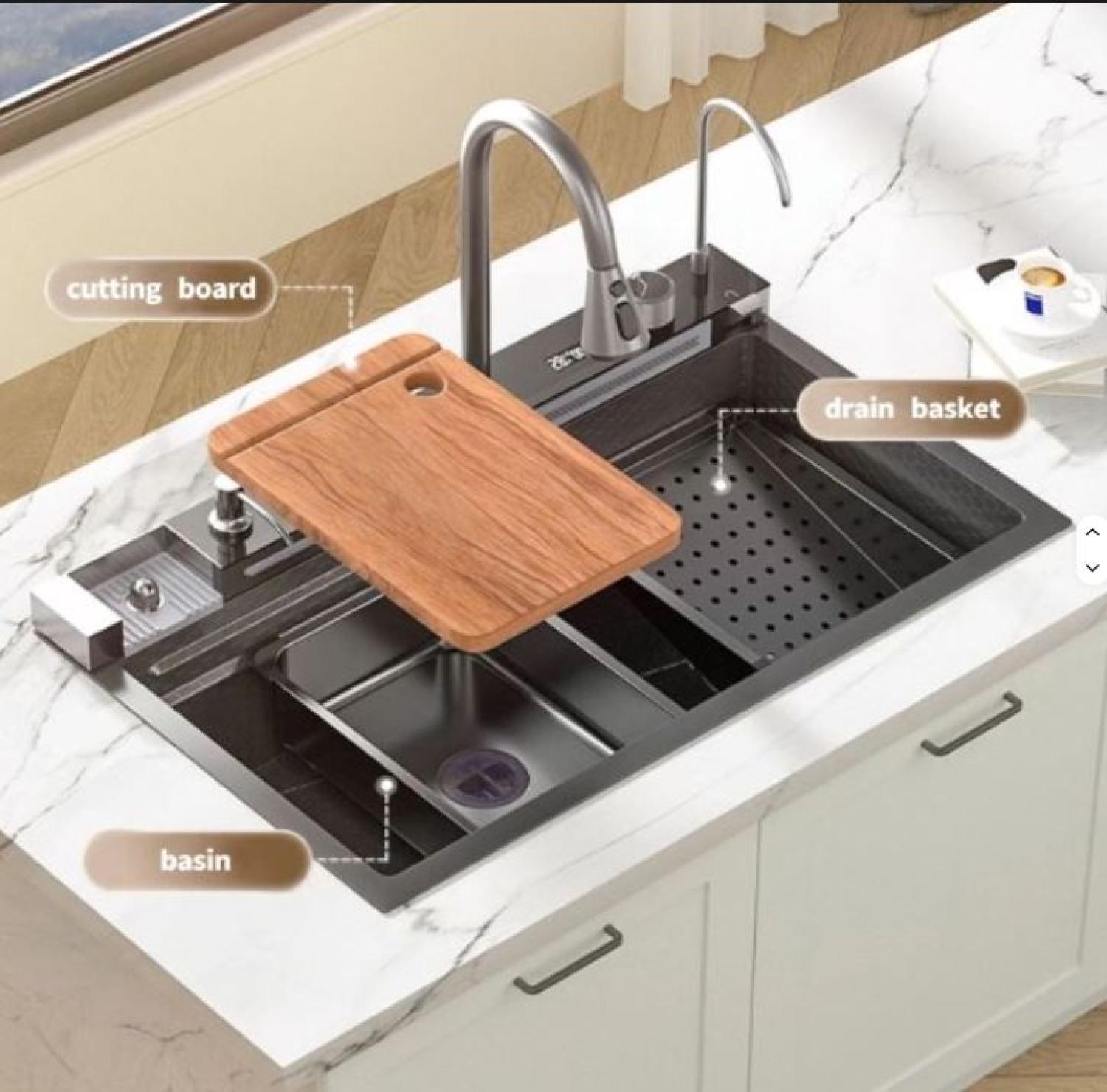 sink,kitchensink,blacksink,sinkcombo,30inchsink,handmadesink,MultifunctionalSmartKitchenSink