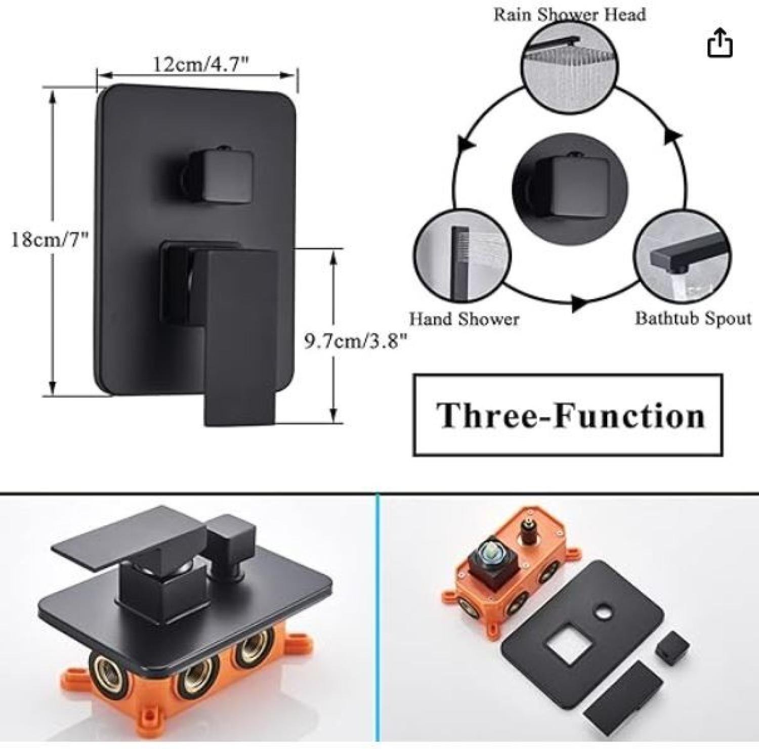 Shower Mixer black, 5 way shower mixer black,