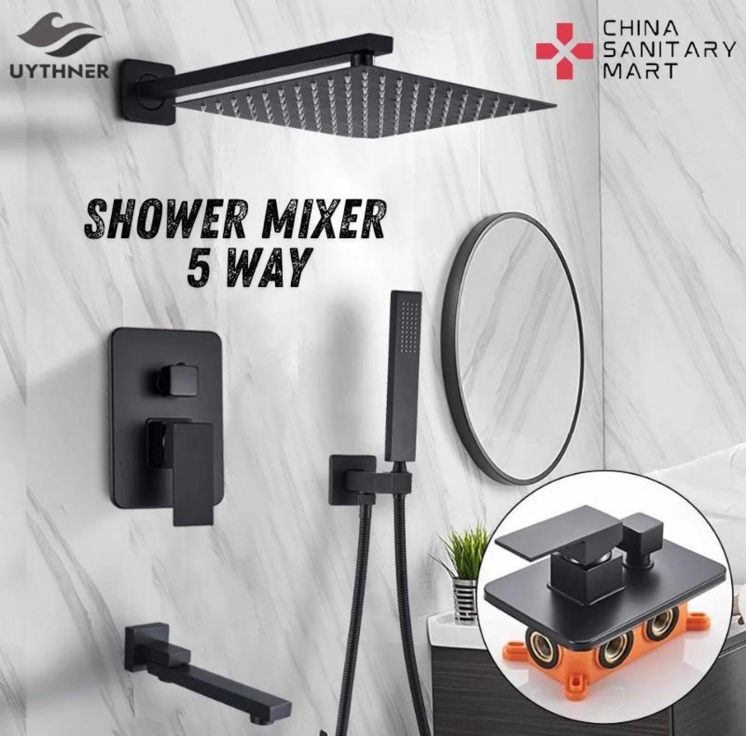 Shower Mixer black, 5 way shower mixer black,