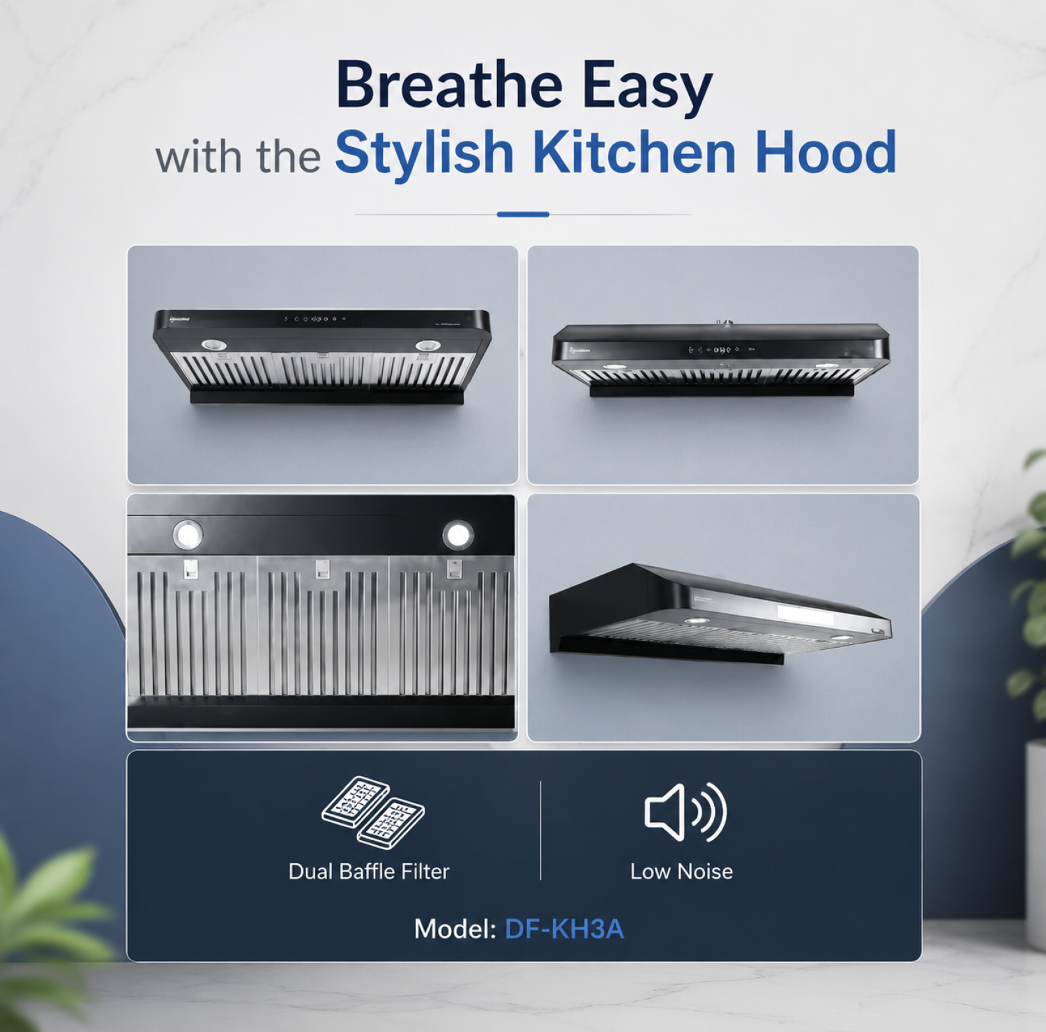Dorfen DF-KH3A, Dorfen Kitchen Hood Price in Bangladesh, Under Cabinet Kitchen Hood, Hand Gesture Control Kitchen Hood, Heat Auto Clean Hood, High Speed Motor Kitchen Hood, Dorfen Kitchen Appliances, ডরফেন কিচেন হুড, অটো ক্লিন কিচেন হুড, কিচেন চিমনি