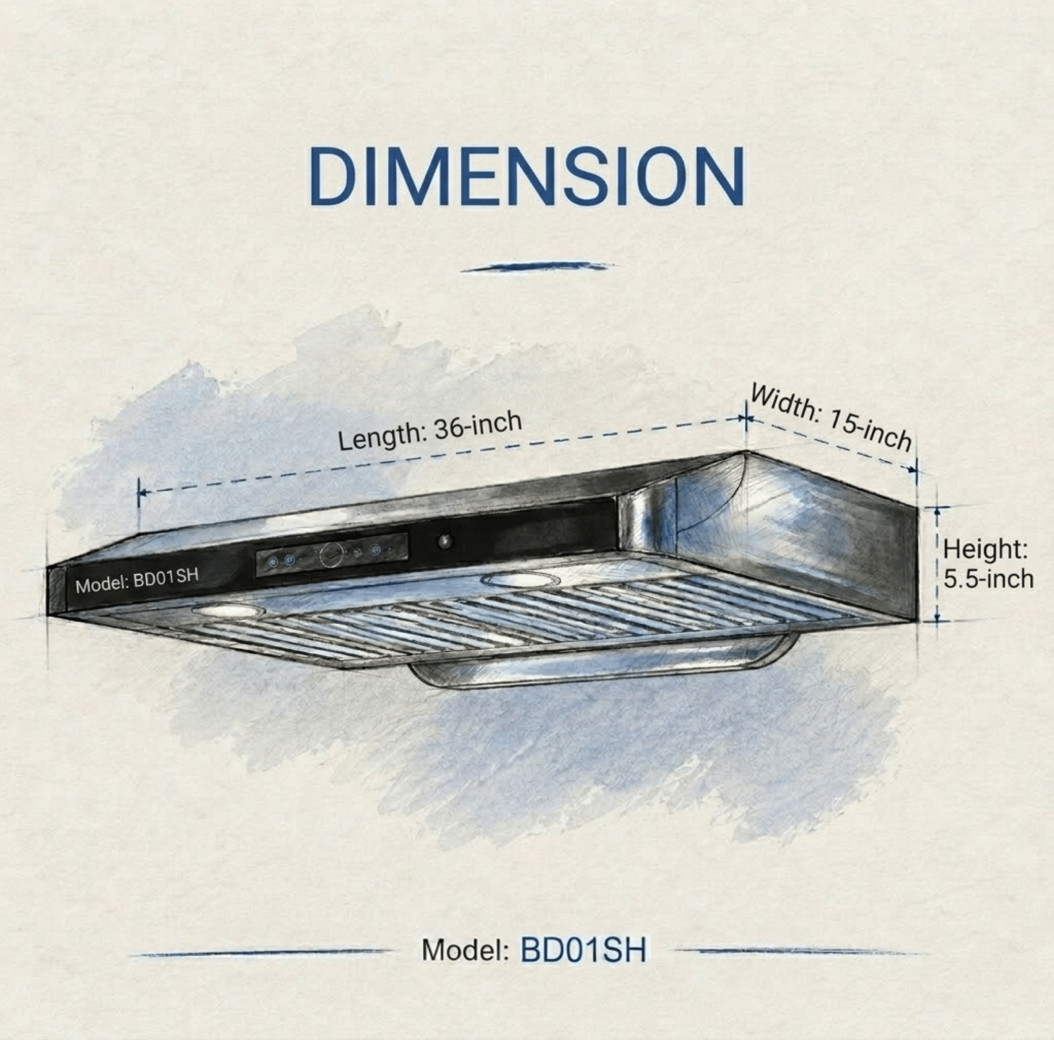Slim Kitchen Hood-BD01SH, 36 Inch Kitchen Hood, Under Cabinet Hood, BD01SH Price in BD, Compact Kitchen Chimney, Low Profile Kitchen Hood, 30" Kitchen Exhaust, Kitchen Hood for Small Kitchen, Stainless Steel Slim Hood, Kitchen Hood Bangladesh.