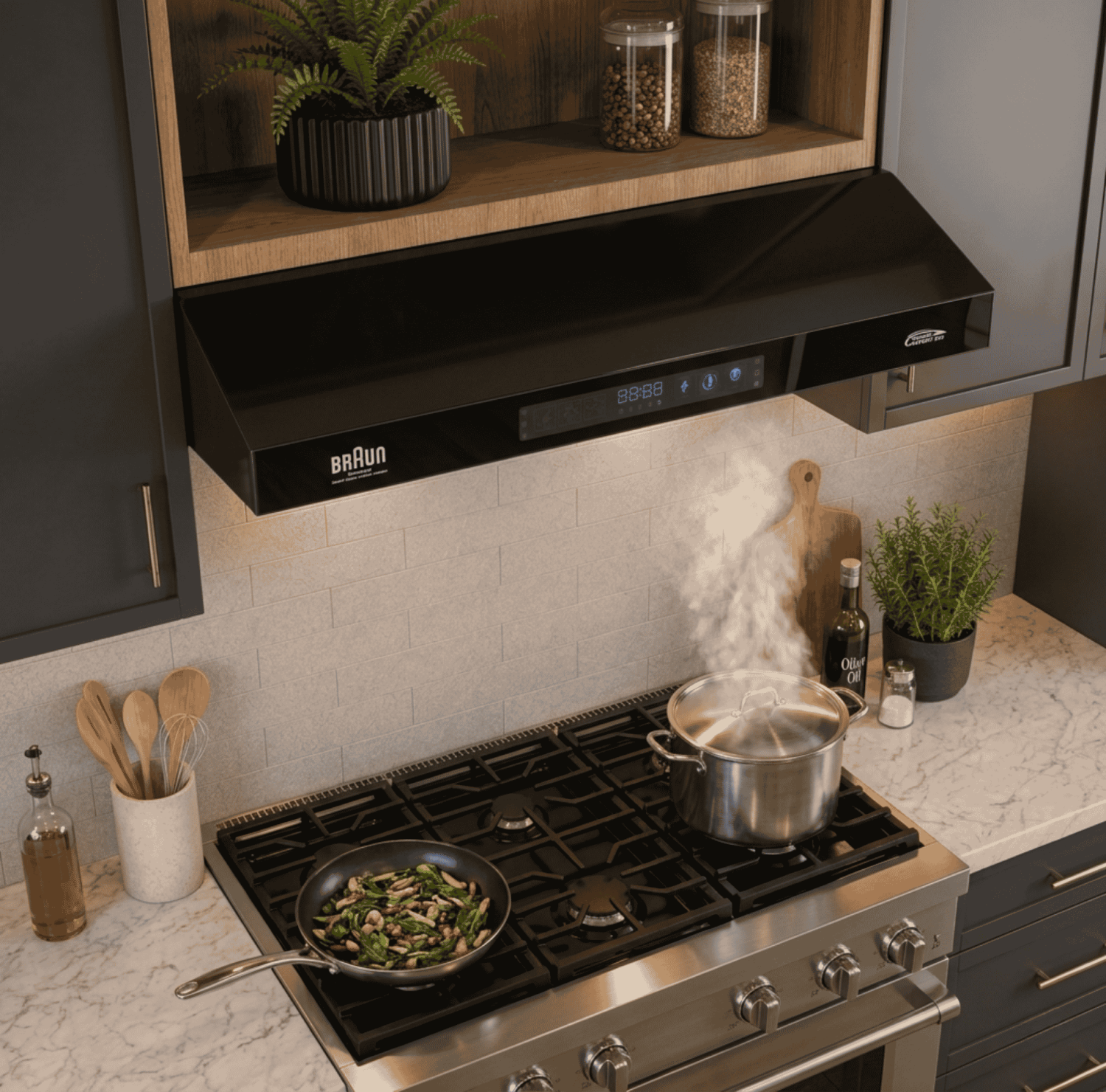 BRAUN 01SH, Braun Slim Kitchen Hood, 30 Inch Kitchen Chimney BD, Soundless Inverter Hood, Under Cabinet Kitchen Hood, Braun 01SH Price in Bangladesh, Silent Kitchen Exhaust, Compact Kitchen Chimney, Premium Kitchen Appliances.
