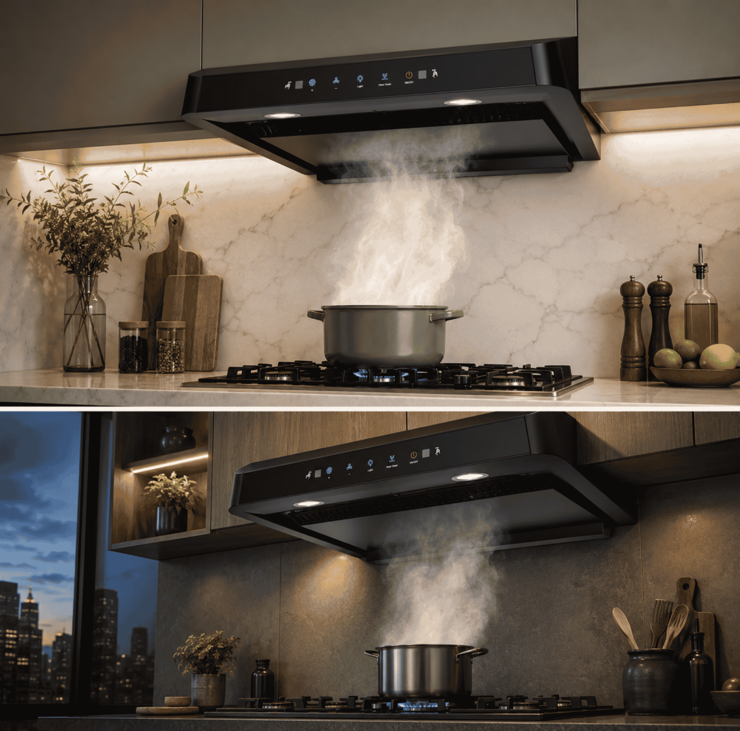 Built-in LED task lights provide a bright, natural glow directly over your cooking surface, ensuring excellent visibility for precision cooking while minimizing energy use.