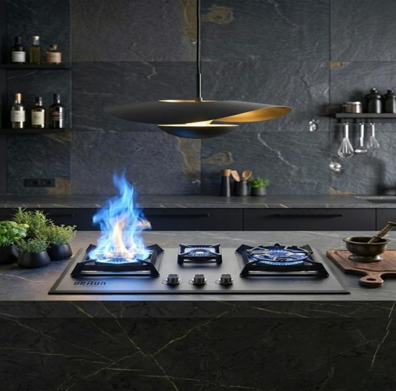 Braun Germany gas stove price in Bangladesh, 12GS matt black hob, built-in hob with FFD safety, 3 burner gas stove Mirpur, copper burner gas cooker Dhaka, China Sanitary Mart kitchen appliances, premium gas stove BD, ceramic panel gas stove