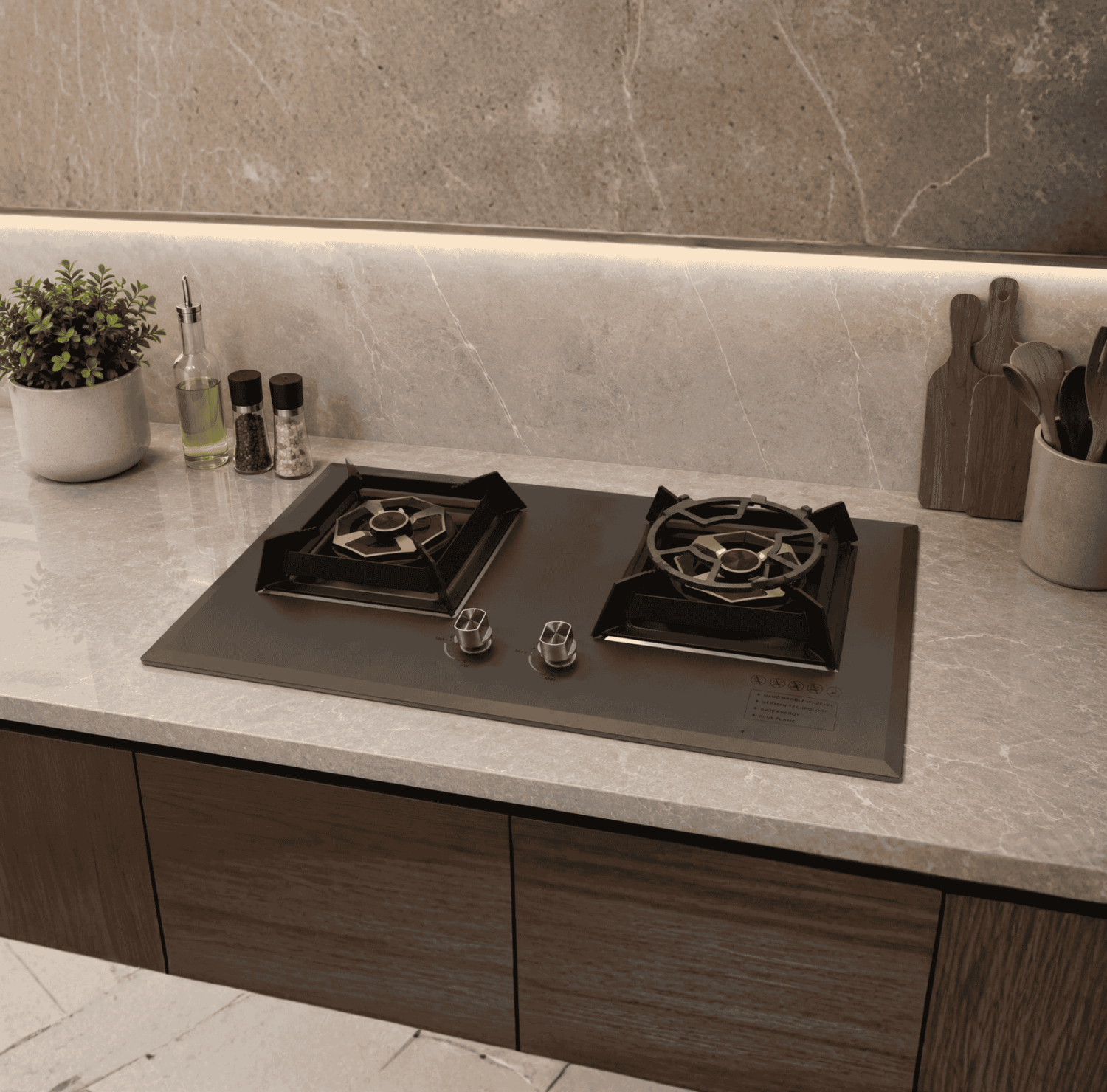 Braun Germany 11-GS price in Bangladesh, 11-GS matte black gas stove, built-in hob with FFD safety, 2 burner gas stove Mirpur, copper burner cooker Dhaka, China Sanitary Mart kitchen appliances, premium gas stove BD, ceramic panel stove