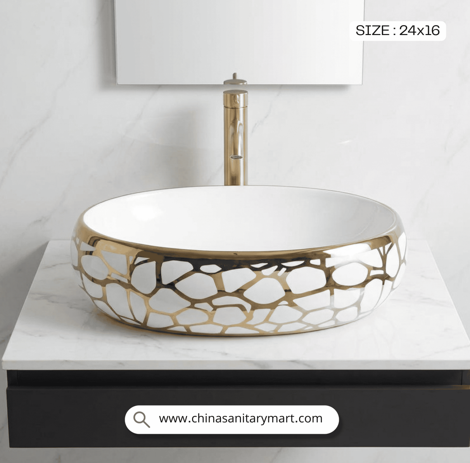 White egg shape basin, 24x16 vessel , golden bubble pattern , luxury white art basin, designer bathroom , modern vanity washbasin, decorative gold , elegant ceramic vessel basin, bathroom decor, contemporary bathroom fixtures.