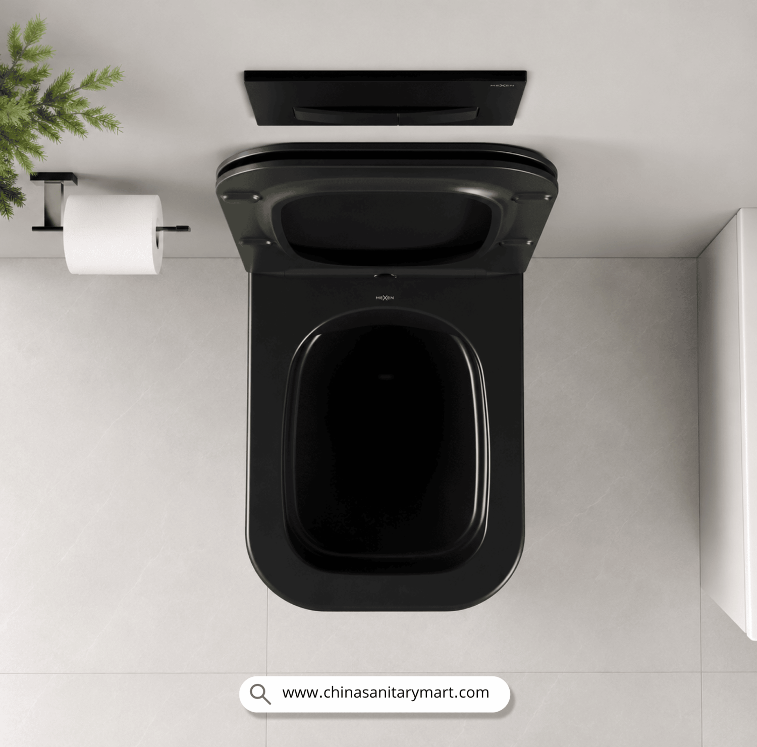 Italian Standard T103MB, matte black commode, black wall hung toilet, square wall mounted commode, black toilet bowl, luxury sanitary ware, premium ceramic toilet, China Sanitary Mart, space saving commode, modern bathroom fittings