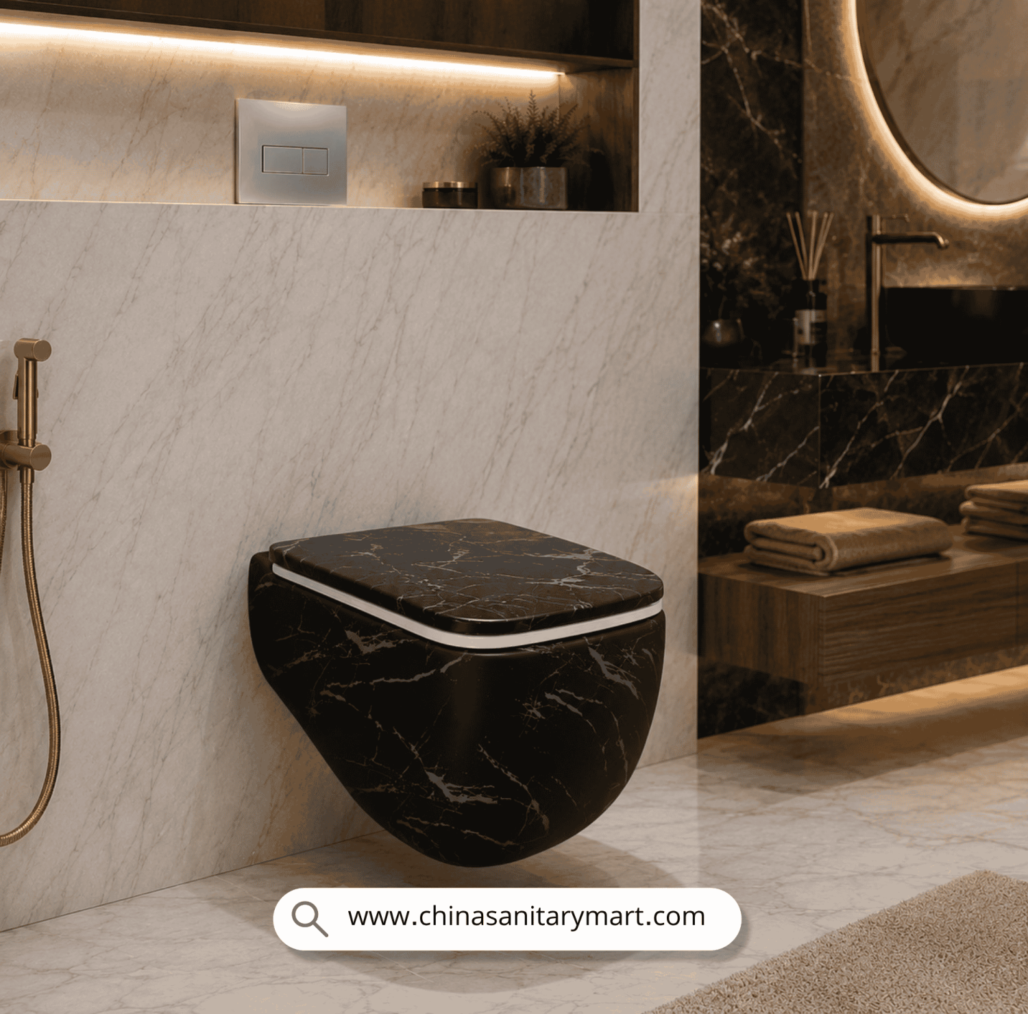 IS T106MB, Matte Black Wall Hung Commode, Wall Hung Toilet, Black Marble Commode, Concealed Cistern Toilet, Wall Mounted Toilet, Premium Ceramic Commode, Luxury Bathroom Toilet, Floating Toilet, Modern Wall Hung WC,