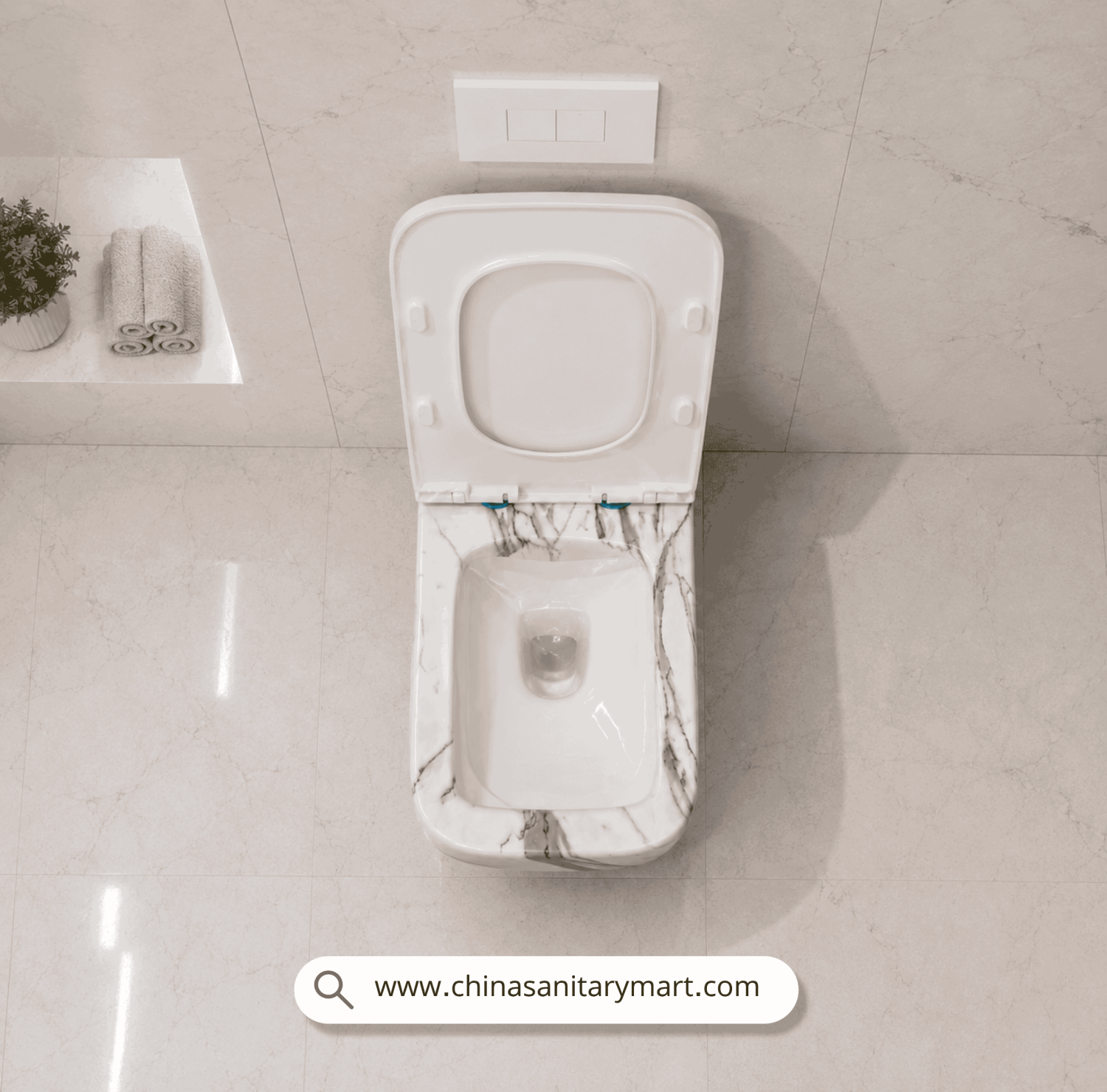 IS T106 Wall Hung Commode, White Marble Commode, Marble Finish Toilet, Wall Hung Toilet, Premium Ceramic Commode, Luxury Bathroom Toilet, Concealed Cistern Toilet, Wall Mounted WC, Designer Toilet, Floating Toilet,