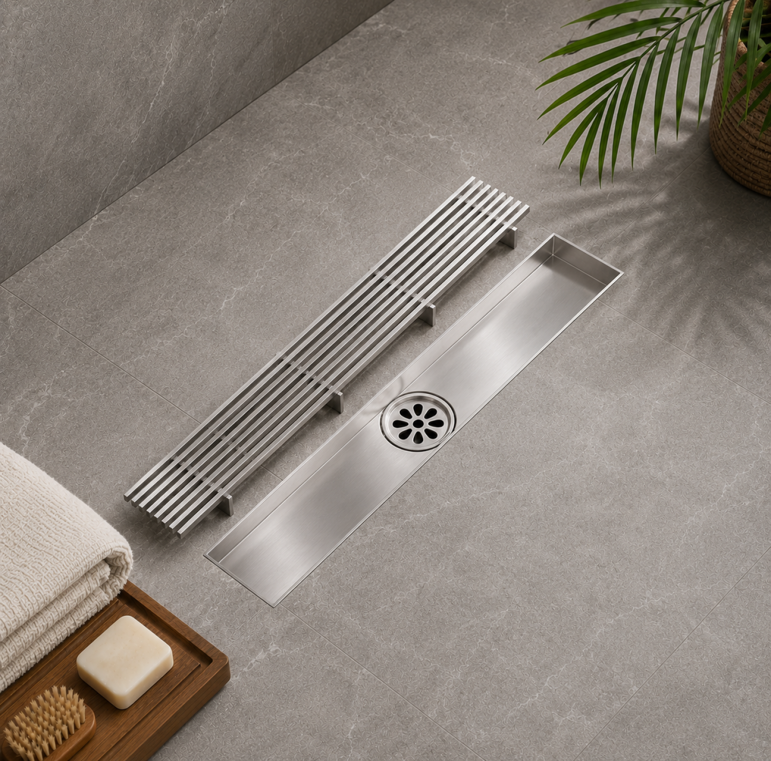 SS Bathroom Drain, Stainless Steel Floor Drain, 12x3 Inch Drain, FT Net Drain, Bathroom Floor Drain, Shower Drain, Linear Drain, SS Color Drain, Anti Clog Drain, Hair Catcher Drain, Floor Waste Drain, Bathroom Accessories Bangladesh