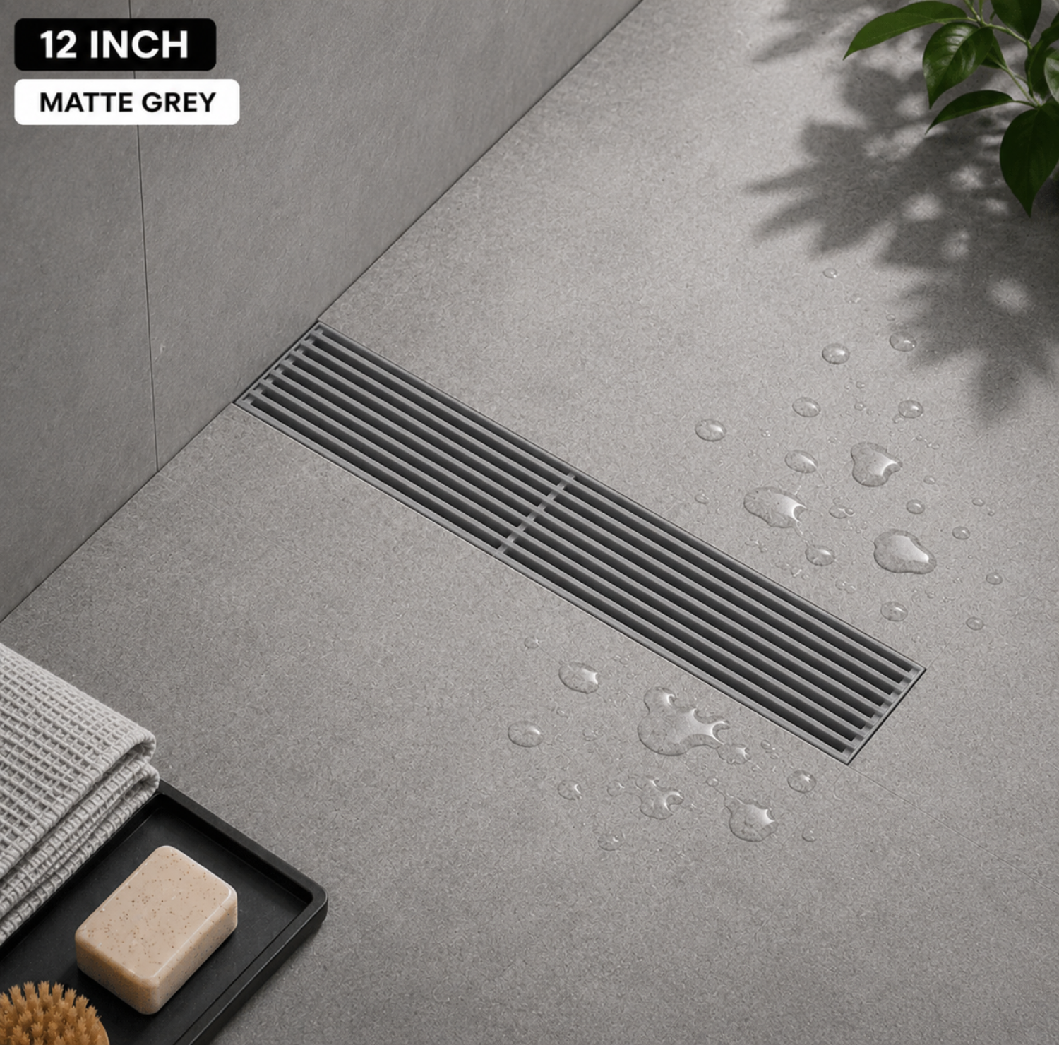 SS Bathroom Drain, VIP Floor Drain, Matte Grey Drain, Gun Metal Grey Drain, 12x3 Inch Drain, FT Net Drain, Stainless Steel Floor Drain, Linear Shower Drain, Bathroom Drain Cover, Anti Clog Drain, Luxury Bathroom Accessories, Modern Floor Drain