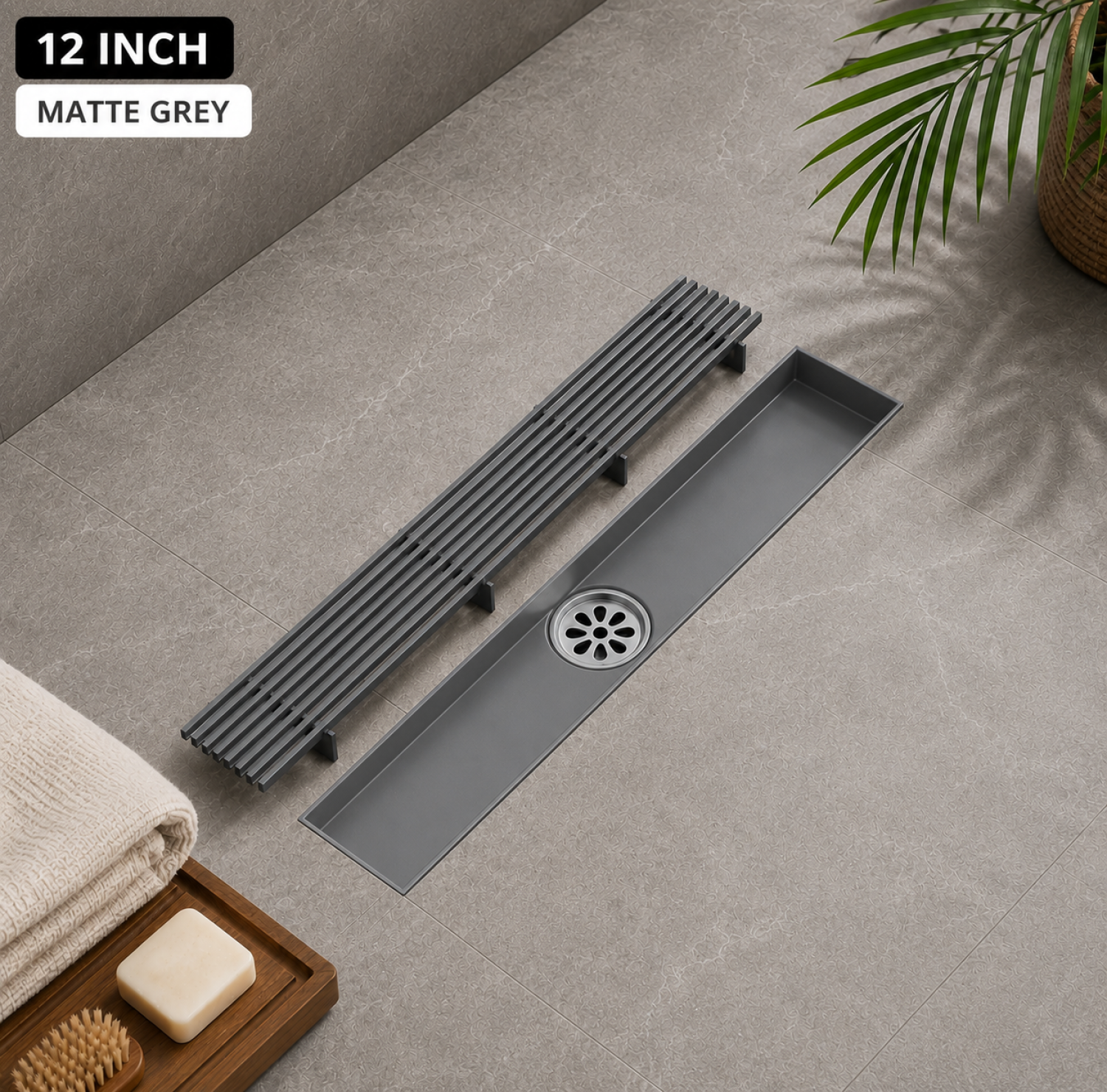 SS Bathroom Drain, VIP Floor Drain, Matte Grey Drain, Gun Metal Grey Drain, 12x3 Inch Drain, FT Net Drain, Stainless Steel Floor Drain, Linear Shower Drain, Bathroom Drain Cover, Anti Clog Drain, Luxury Bathroom Accessories, Modern Floor Drain