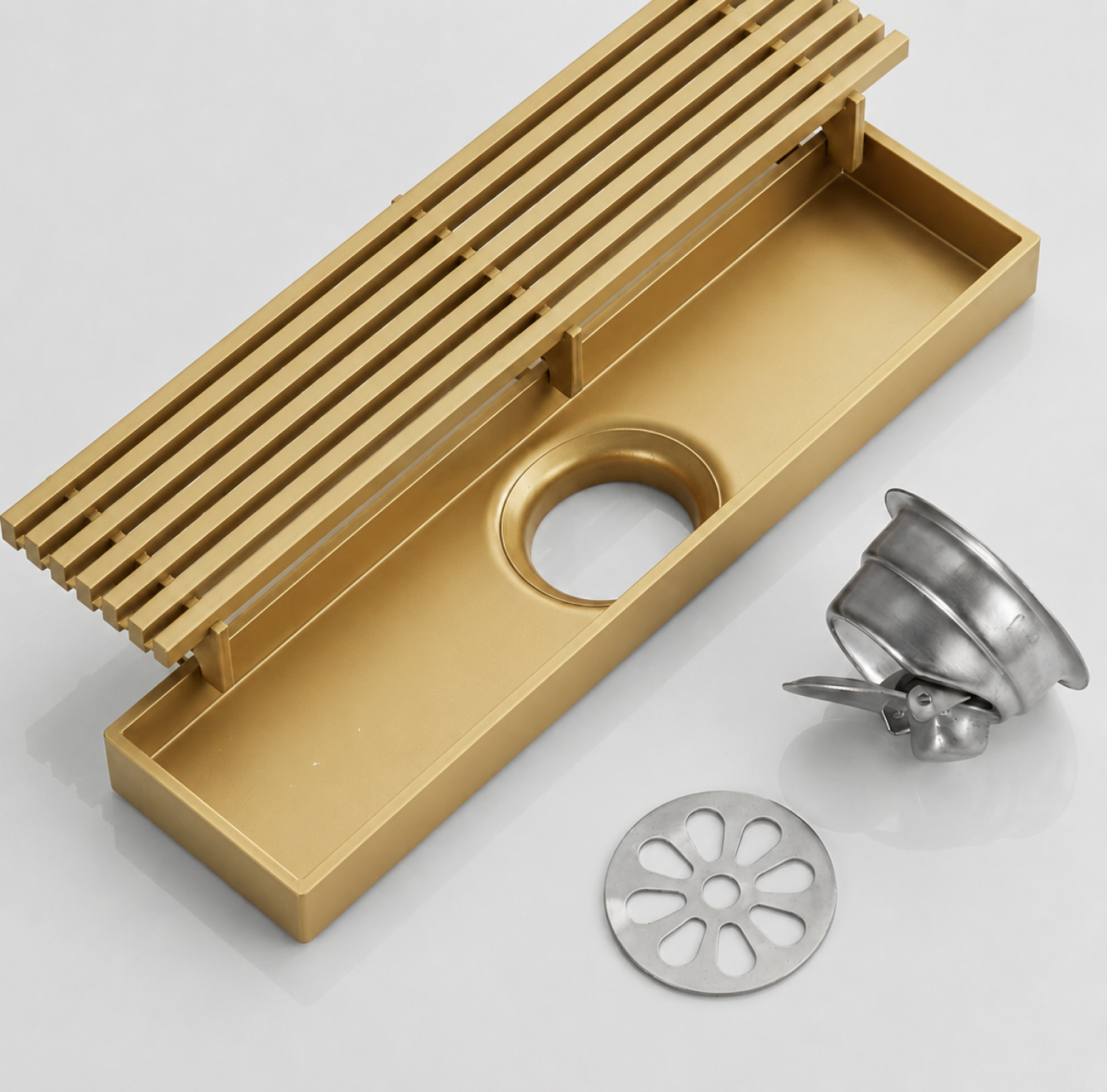 SS Bathroom Drain, 8x3 Inch Drain, Light Gold Drain, Gold Floor Drain, FT Net Drain, Stainless Steel Drain, Linear Shower Drain, Bathroom Floor Drain, Luxury Bathroom Accessories, Anti Clog Drain Cover, Gold Linear Drain, Stainless Steel Floor Drain