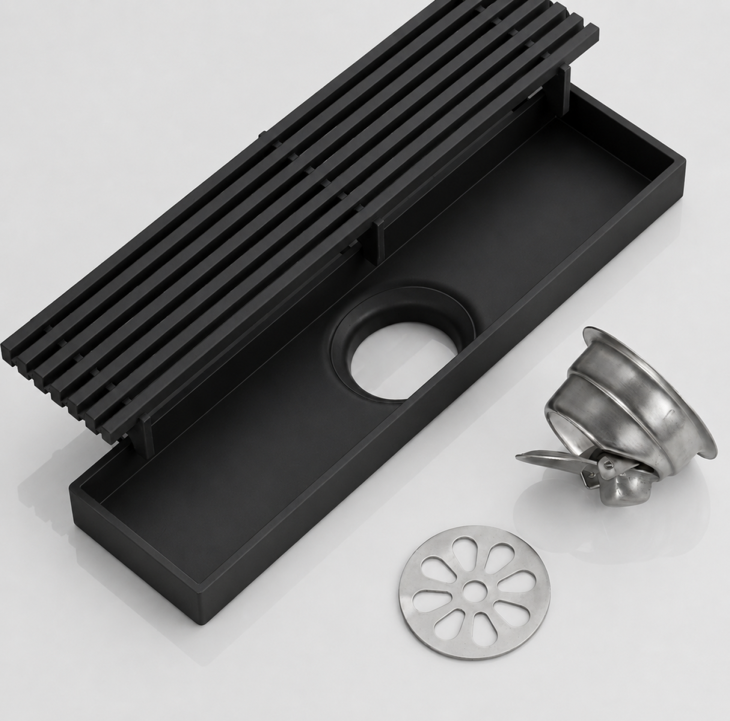 SS Bathroom Drain, 8x3 Inch Drain, Matte Black Drain, Black Floor Drain, FT Net Drain, Stainless Steel Drain, Linear Shower Drain, Bathroom Floor Drain, Matte Black Bathroom Accessories, Anti Clog Drain Cover, Modern Floor Drain