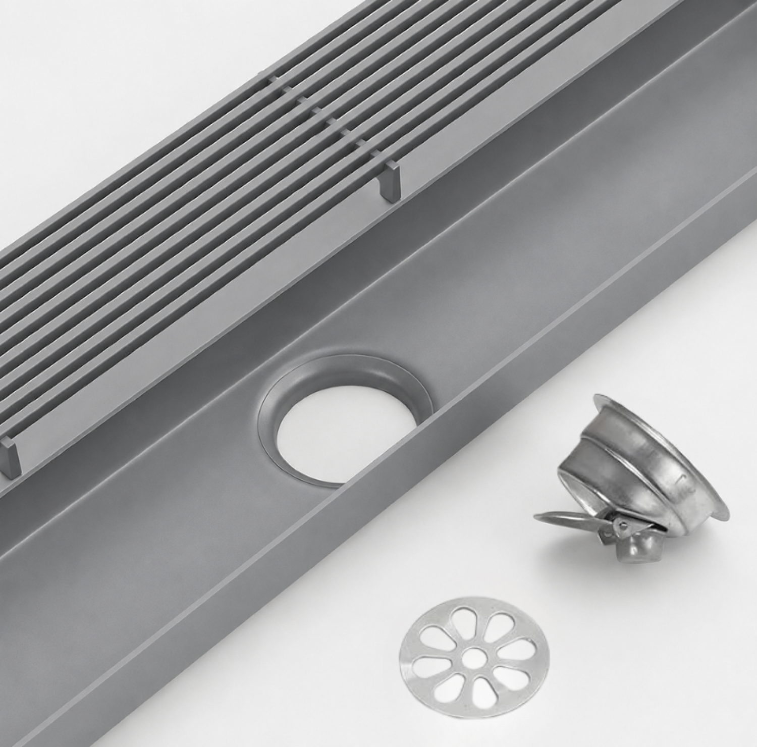 SS Bathroom Drain, 24x3 Inch Floor Drain, Matte Grey Drain, FT Net Drain, Stainless Steel Linear Drain, Shower Drain, Bathroom Floor Drain, Linear Floor Drain, Modern Bathroom Drain, Wet Room Drain, Grey Floor Drain,