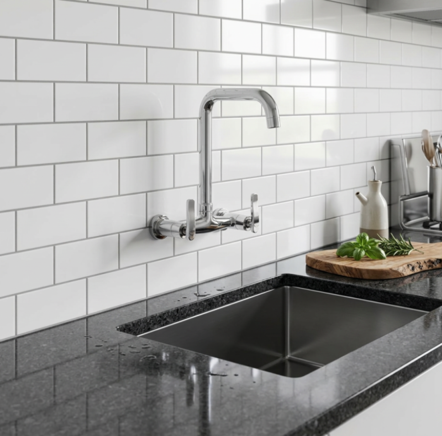 Nushan Sink Mixer, MSM-1250, Wall Mount Sink Mixer, Dual Lever Kitchen Faucet, Kitchen Mixer Tap, Brass Sink Mixer, Chrome Kitchen Faucet, Wall Mounted Faucet, Kitchen Tap Bangladesh, Premium Kitchen Mixer