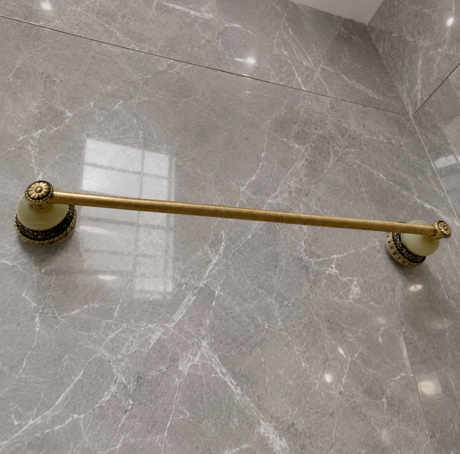 Antique Marble Towel Rail, 24 Inch Towel Rail, Antique Gold Towel Holder, Luxury Towel Rail, Brass Towel Bar, Bathroom Towel Holder, Wall Mounted Towel Rail, Antique Bathroom Accessories, Classic Towel Rack, Premium Bathroom Hardware