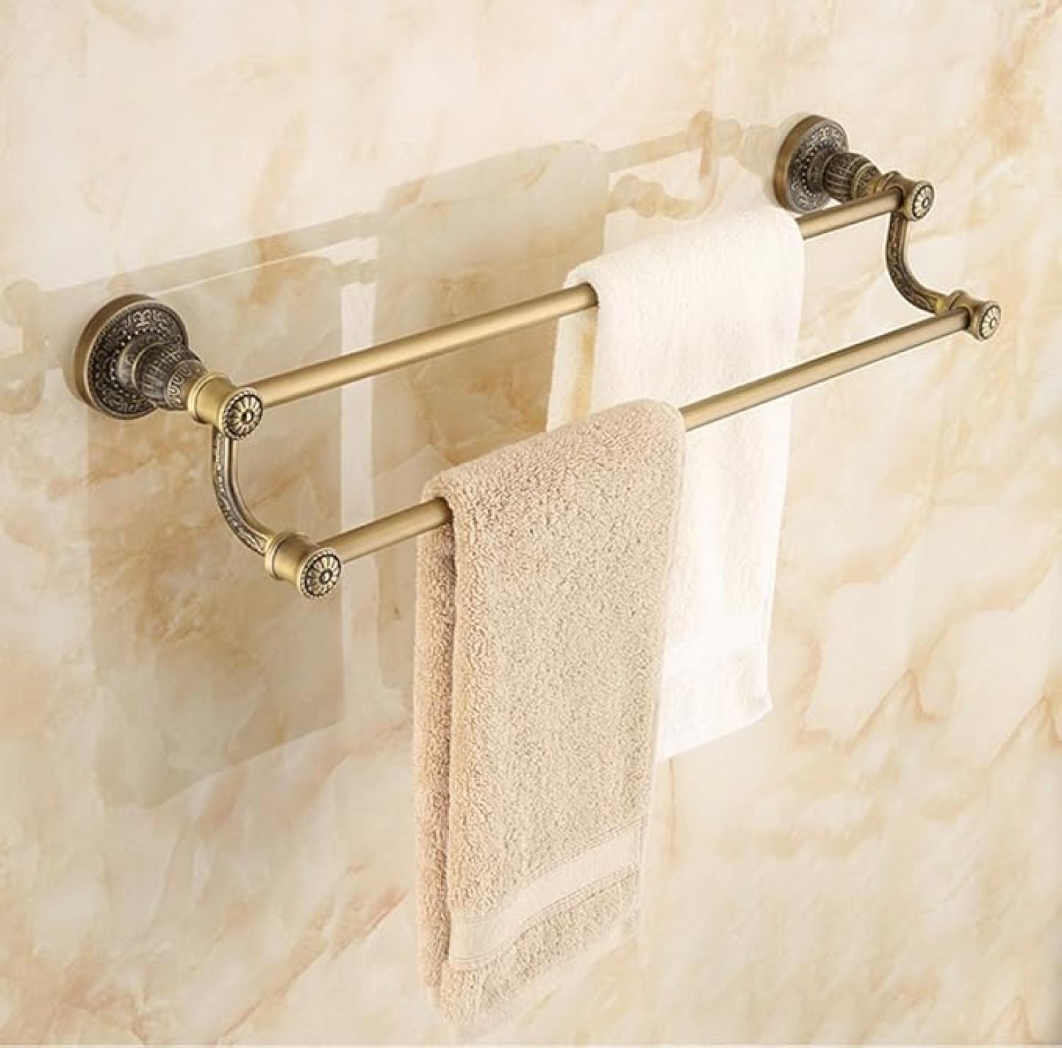 Antique Double Towel Rack, Brass Towel Rack, Double Towel Holder, Bathroom Accessories, Wall Mounted Towel Rack, Luxury Bathroom Hardware
