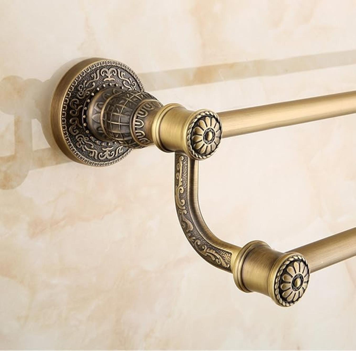 Antique Double Towel Rack, Brass Towel Rack, Double Towel Holder, Bathroom Accessories, Wall Mounted Towel Rack, Luxury Bathroom Hardware