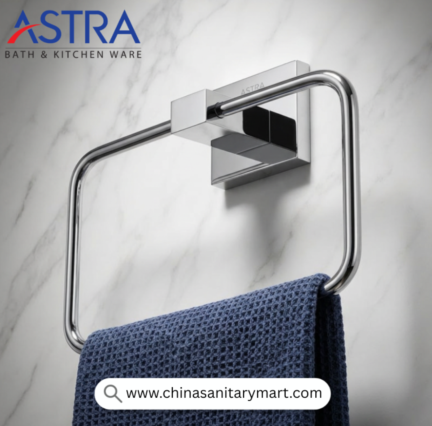 ASTRA Towel Ring Square, ASTRA Towel Holder, Square Towel Ring, Chrome Towel Ring, Chrome Bathroom Towel Holder, Wall Mounted Towel Ring, Bathroom Towel Ring, Premium Bathroom Accessories, Luxury Bathroom Hardware, Chrome Bathroom Accessories