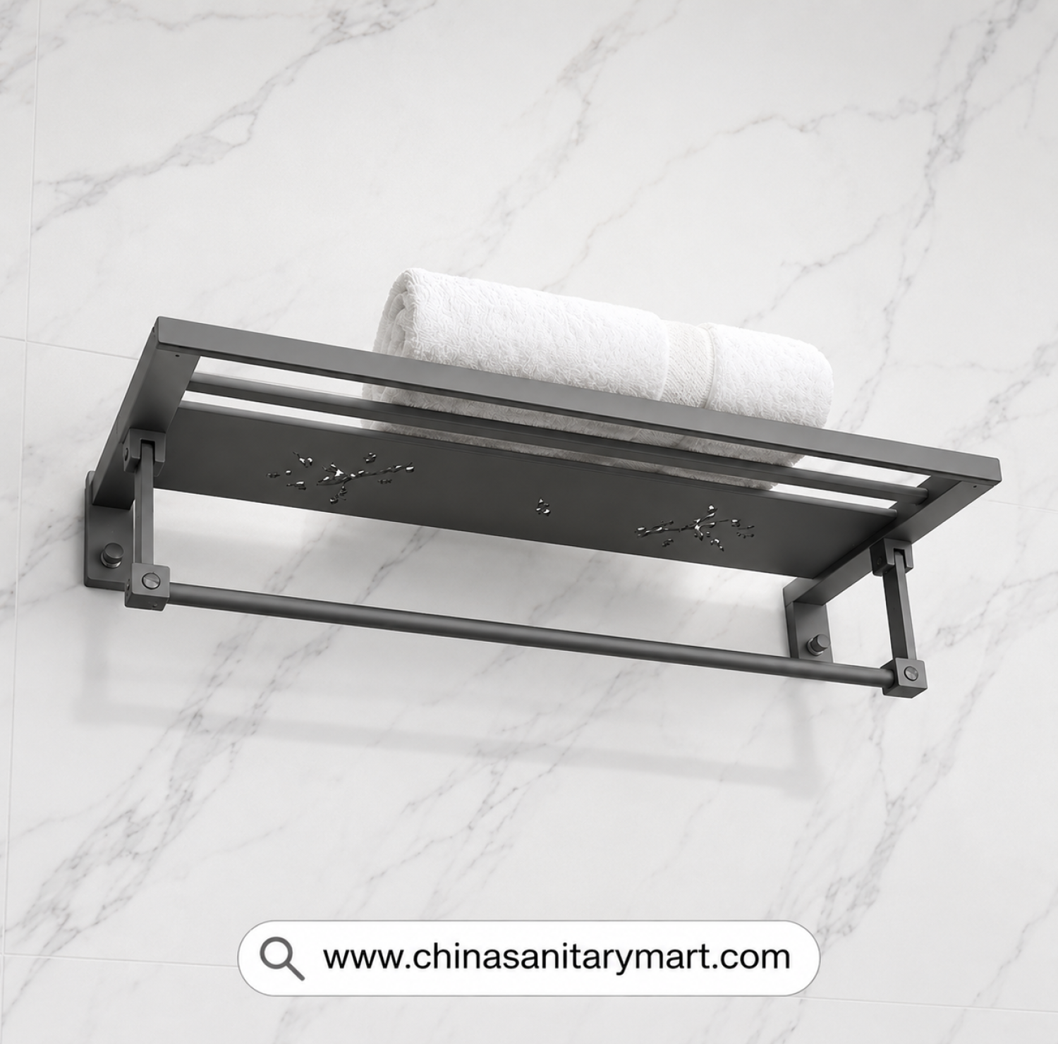 Grey Heavy Towel Rack IM, Gunmetal Grey Towel Rack, Heavy Duty Towel Rack, Wall Mounted Towel Rack, Stainless Steel Towel Shelf, Bathroom Towel Organizer, Premium Towel Holder, Matte Grey Bathroom Accessories, Modern Towel Rack