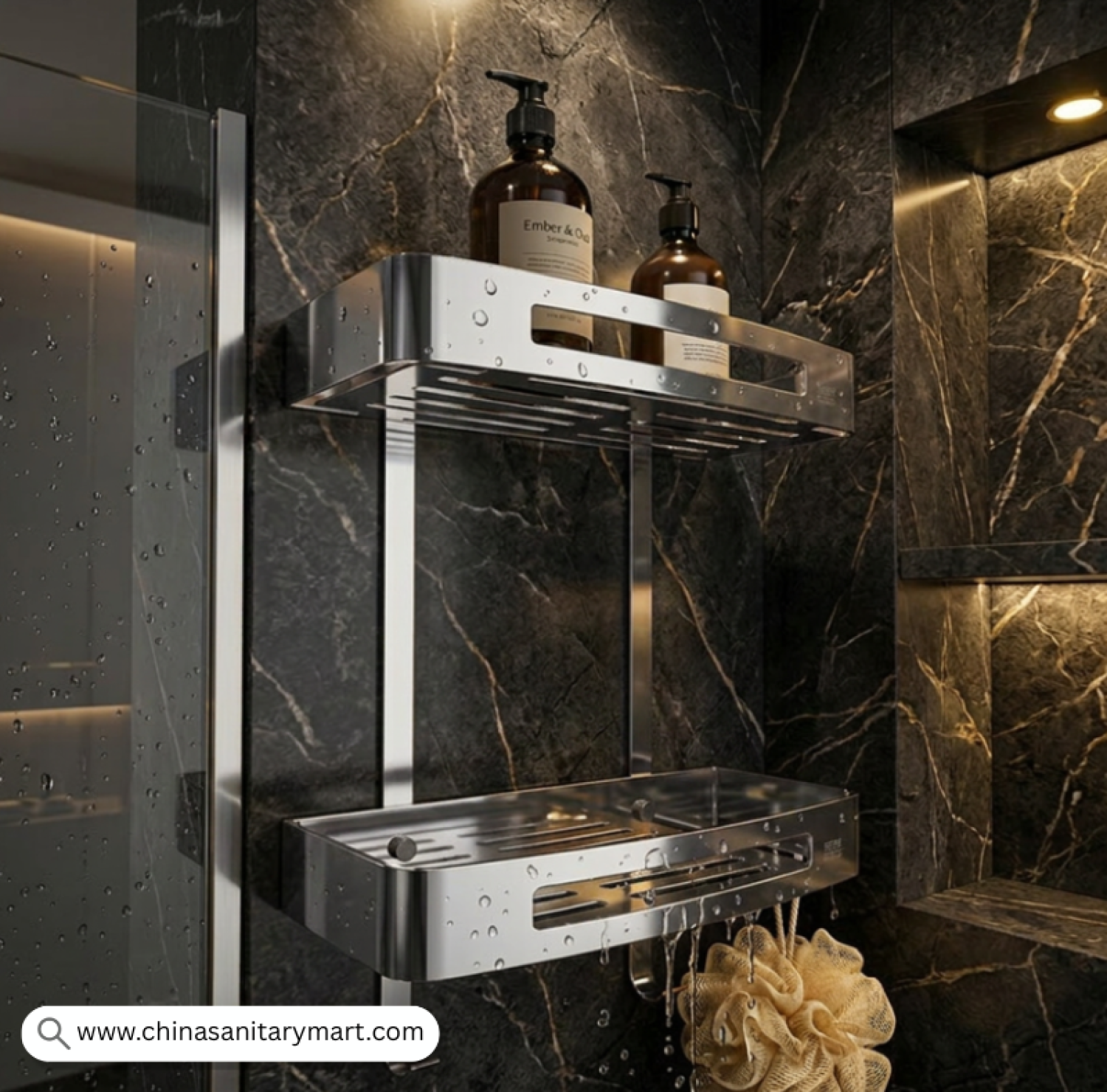 Two Part Wall Shelf CP, Chrome Bathroom Shelf, Chrome Shower Shelf, Dual Tier Bathroom Shelf, Wall Mounted Shower Organizer, Chrome Bathroom Accessories, Two Tier Shower Caddy, Bathroom Storage Shelf, Chrome Wall Shelf