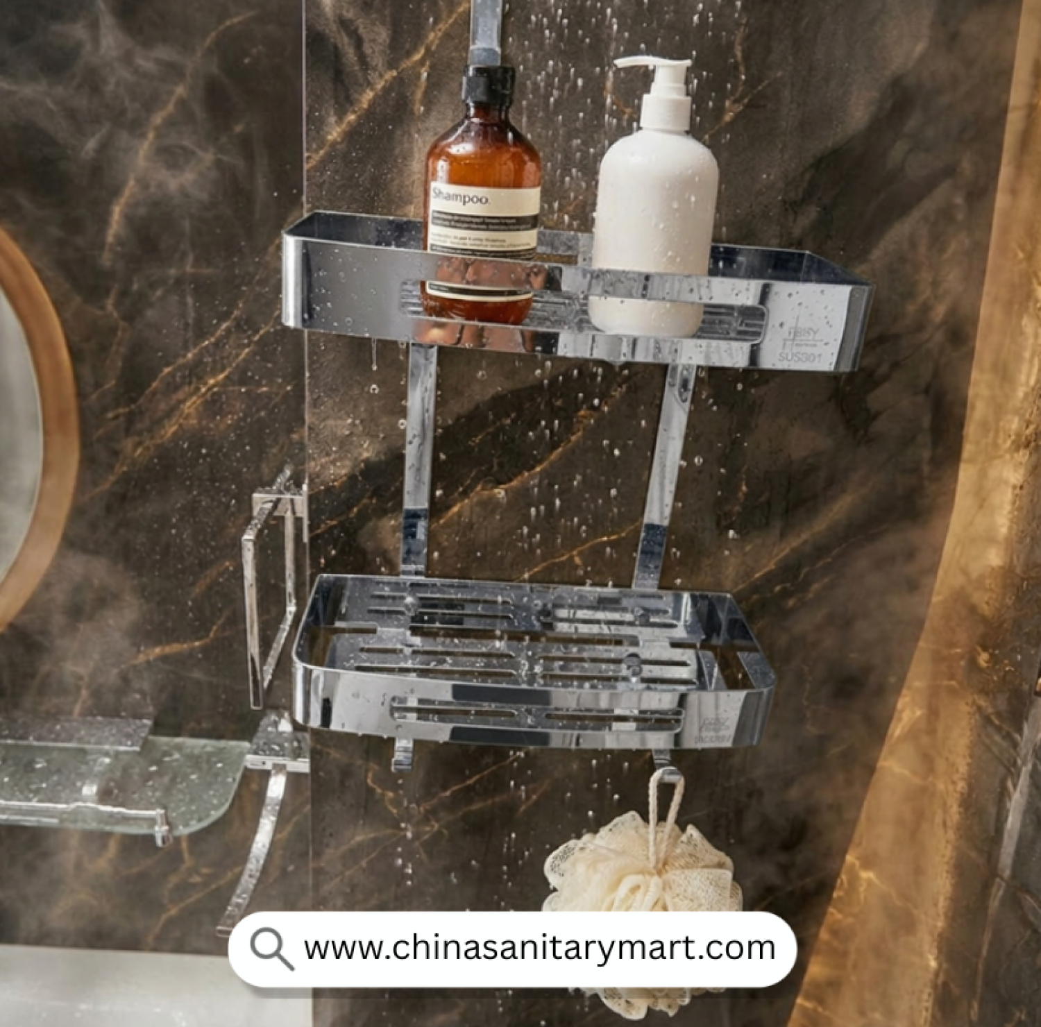Two Part Wall Shelf CP, Chrome Bathroom Shelf, Chrome Shower Shelf, Dual Tier Bathroom Shelf, Wall Mounted Shower Organizer, Chrome Bathroom Accessories, Two Tier Shower Caddy, Bathroom Storage Shelf, Chrome Wall Shelf