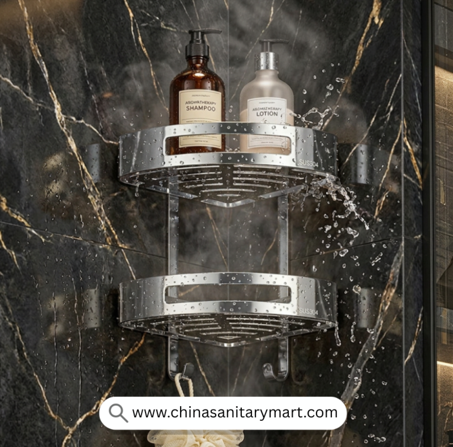 Two Part Corner Shelf CP, Chrome Corner Shelf, CP Bathroom Corner Shelf, Dual Tier Corner Shelf, Chrome Shower Shelf, Bathroom Corner Organizer, Corner Shower Caddy, Wall Mounted Corner Shelf, Bathroom Storage Rack, Shower Storage Shelf