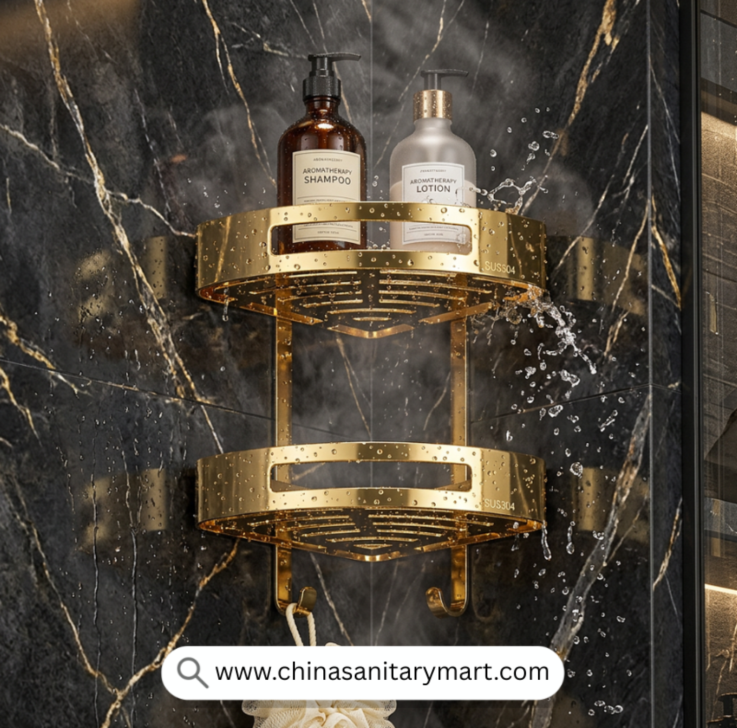 Two Part Corner Shelf Golden, Golden Corner Shelf, Gold Bathroom Corner Shelf, Dual Tier Corner Shelf, Luxury Shower Shelf, Golden Shower Organizer, Wall Mounted Corner Shelf, Bathroom Corner Storage, Shower Corner Caddy