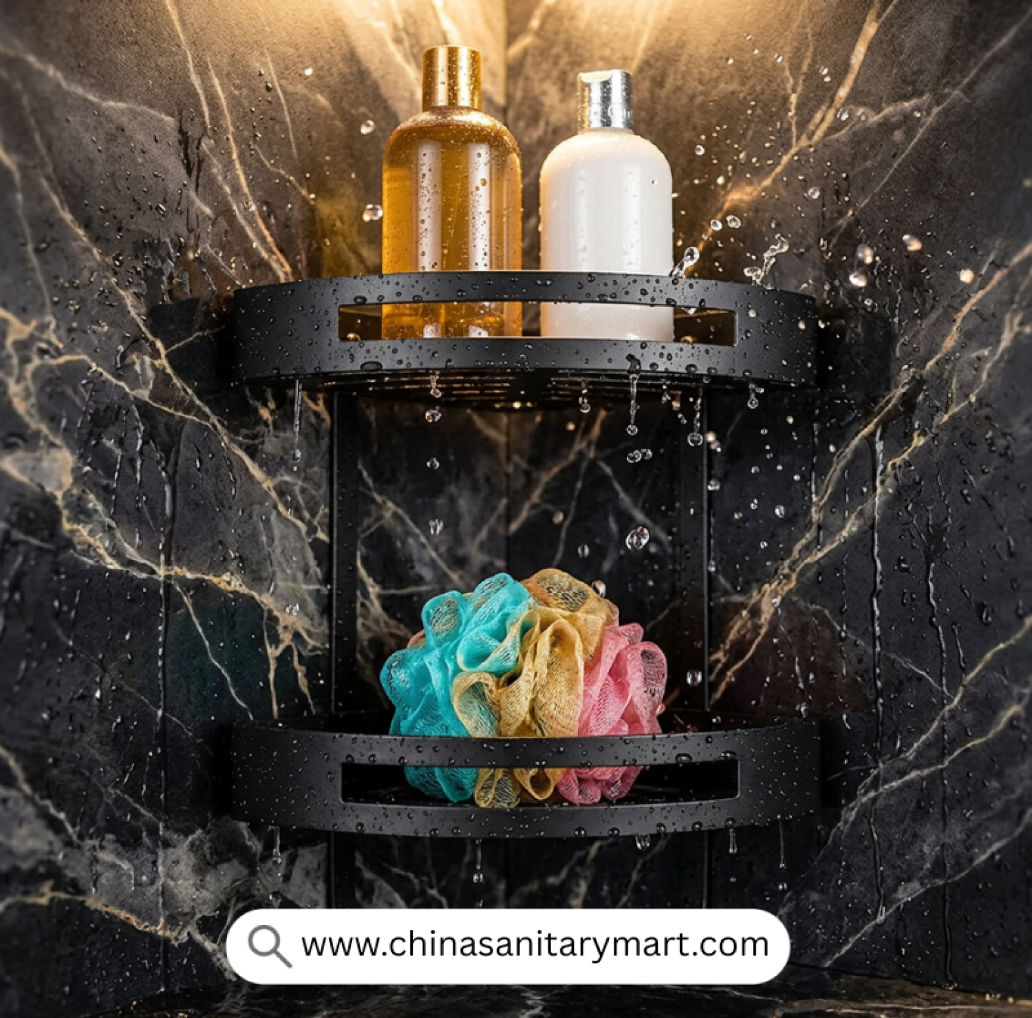 Two Part Corner Shelf Matte Black, Matte Black Corner Shelf, Black Bathroom Corner Shelf, Dual Tier Corner Shelf, Shower Corner Organizer, Wall Mounted Corner Shelf, Matte Black Shower Shelf, Bathroom Storage Shelf, Corner Shower Caddy