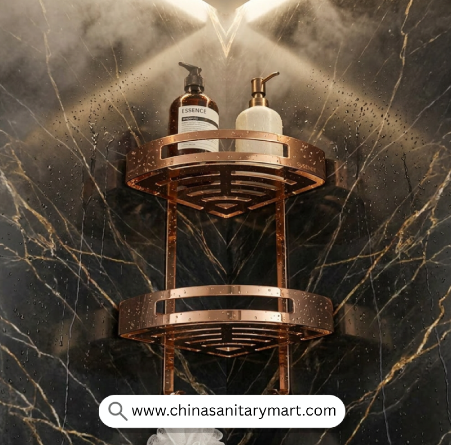 Two Part Corner Shelf Rose Golden, Rose Golden Corner Shelf, Rose Gold Bathroom Shelf, Luxury Corner Shelf, Dual Tier Corner Shelf, Shower Corner Organizer, Wall Mounted Corner Shelf, Rose Gold Shower Shelf, Bathroom Storage Shelf