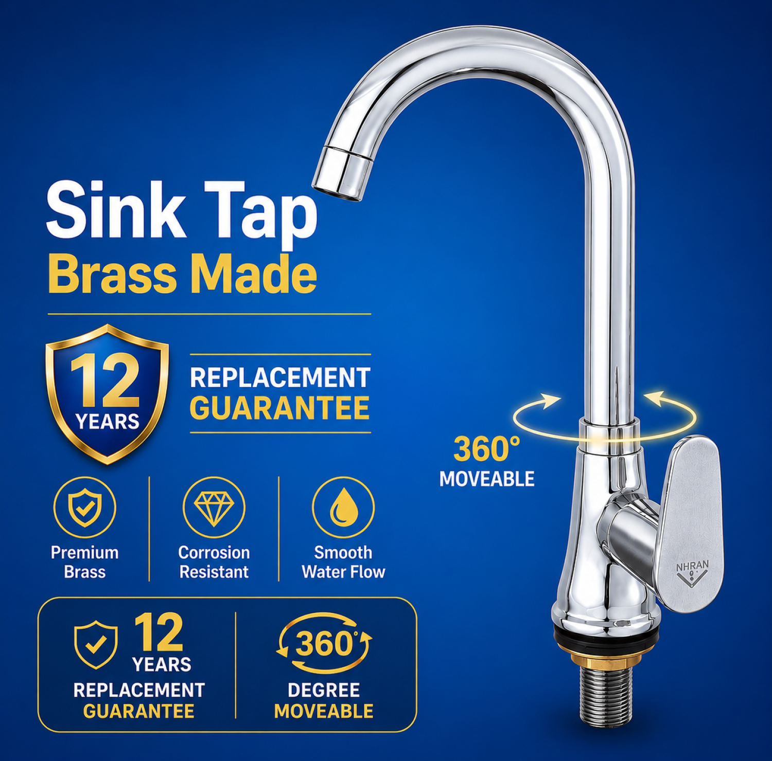 Nushan Sink Tap, MBPC-707, Lever Oliver Sink Tap, Kitchen Faucet, Chrome Kitchen Tap, Brass Kitchen Faucet, Kitchen Sink Tap Bangladesh, High Neck Kitchen Faucet, Premium Kitchen Tap, Single Lever Faucet
